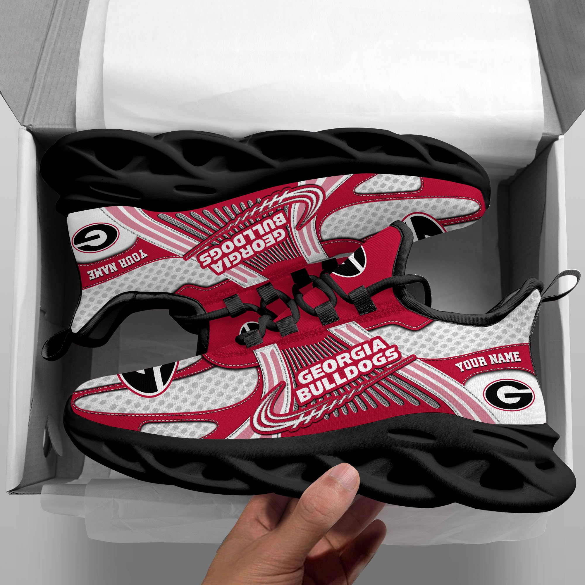 Georgia Bulldogs Clunky Sneakers Custom Your Name, Sport Sneakers, Sport Gifts For Fan, Gifts For Him