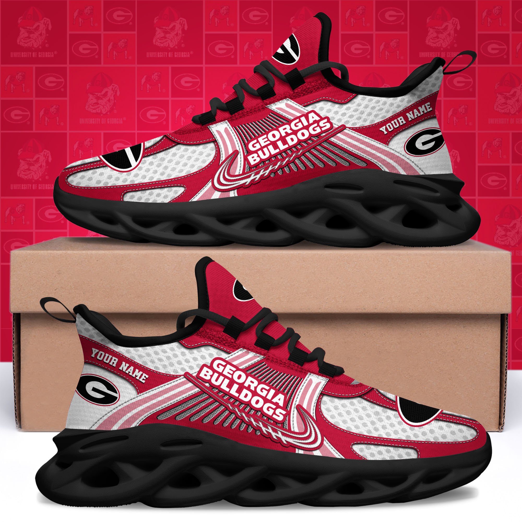 Georgia Bulldogs Clunky Sneakers Custom Your Name, Sport Sneakers, Sport Gifts For Fan, Gifts For Him