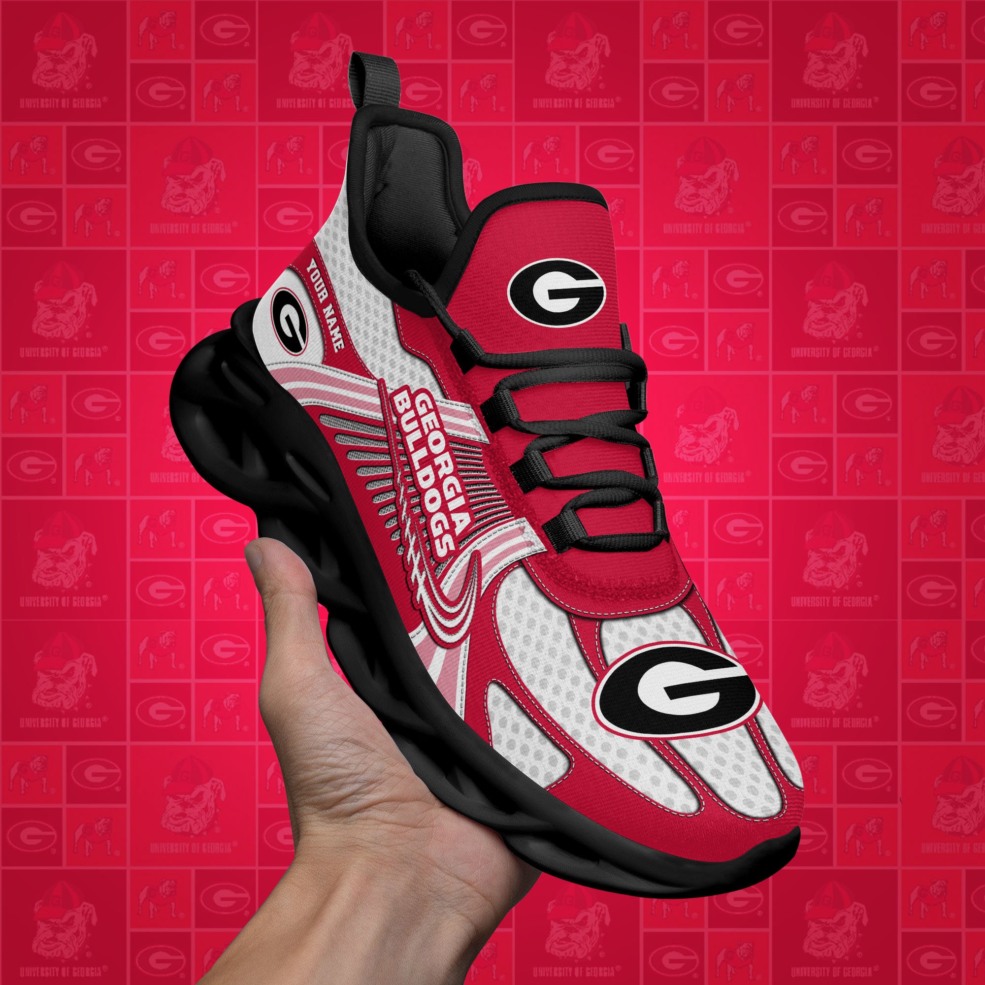Georgia Bulldogs Clunky Sneakers Custom Your Name, Sport Sneakers, Sport Gifts For Fan, Gifts For Him