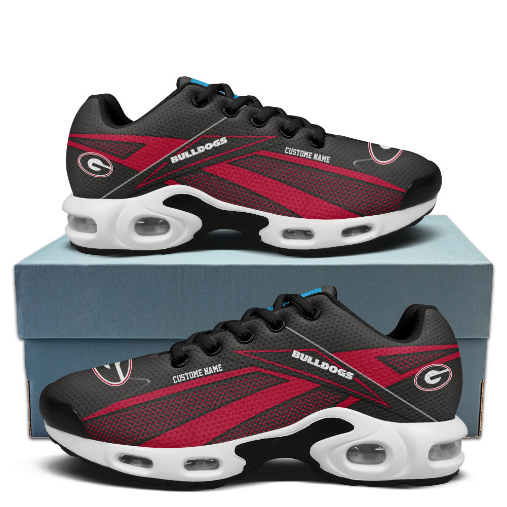 Georgia Bulldogs Personalized Name Team Colors Supersonic Line Pattern TN Shoes Air Cushion Sneakers