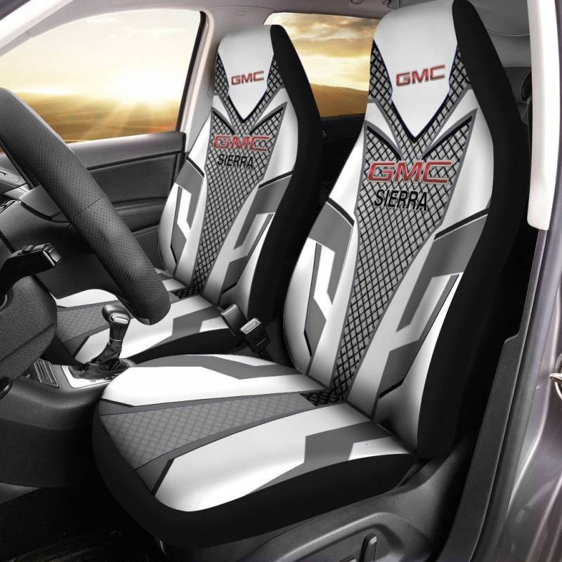 GMC Sierra  LPH Car Seat Cover (Set of 2) Ver 4 ( WHITE) 