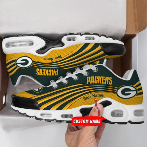 Green Bay Packers Personalized Name Team Colors Wave Lines TN Air Max Shoes Air Cushion Sneakers
