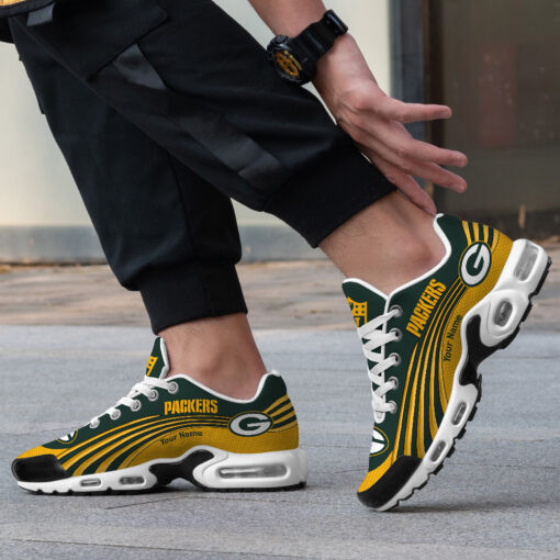 Green Bay Packers Personalized Name Team Colors Wave Lines TN Air Max Shoes Air Cushion Sneakers