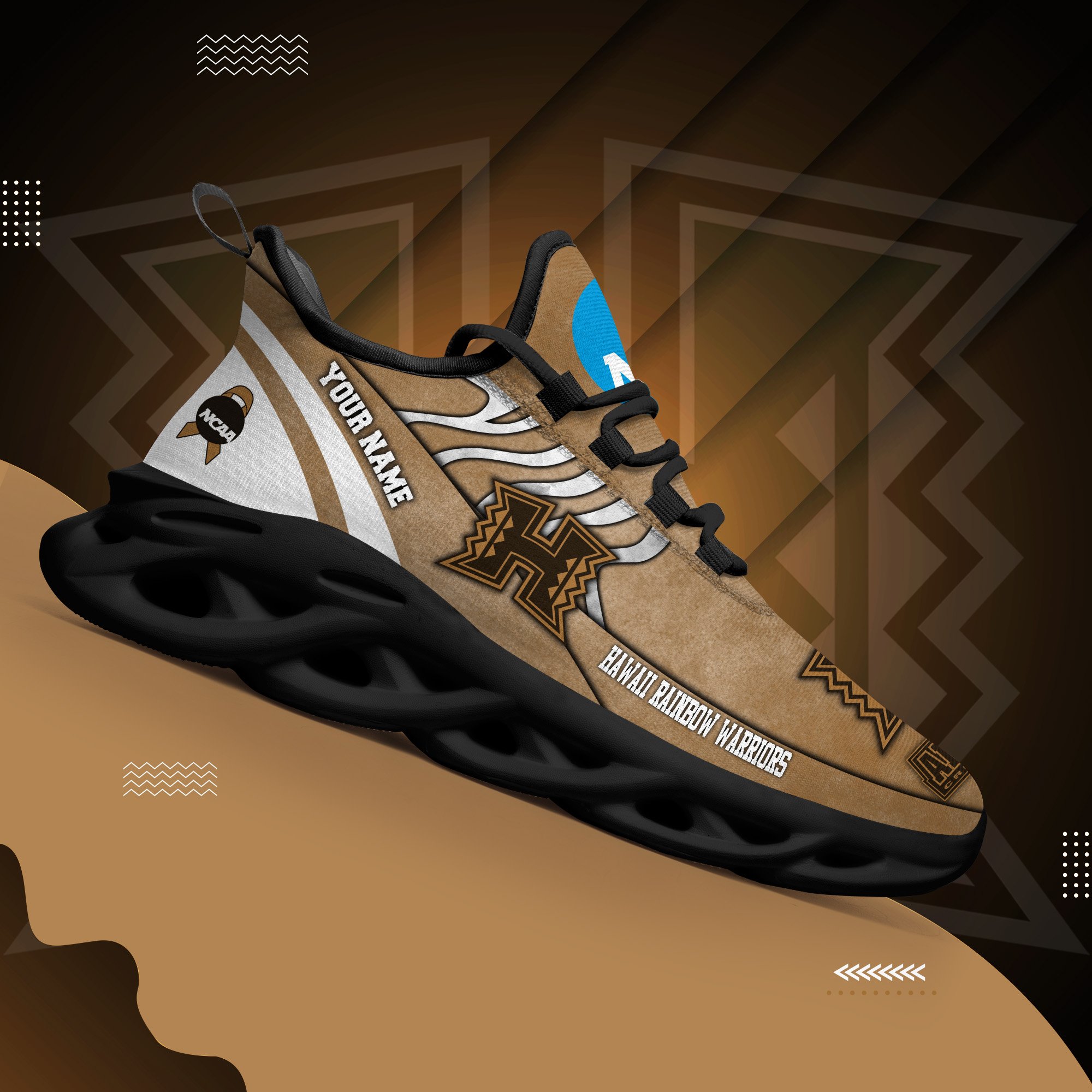 Hawaii Rainbow Warriors Black Max Soul Shoes 2025 Versions Custom Your Name And Number 312