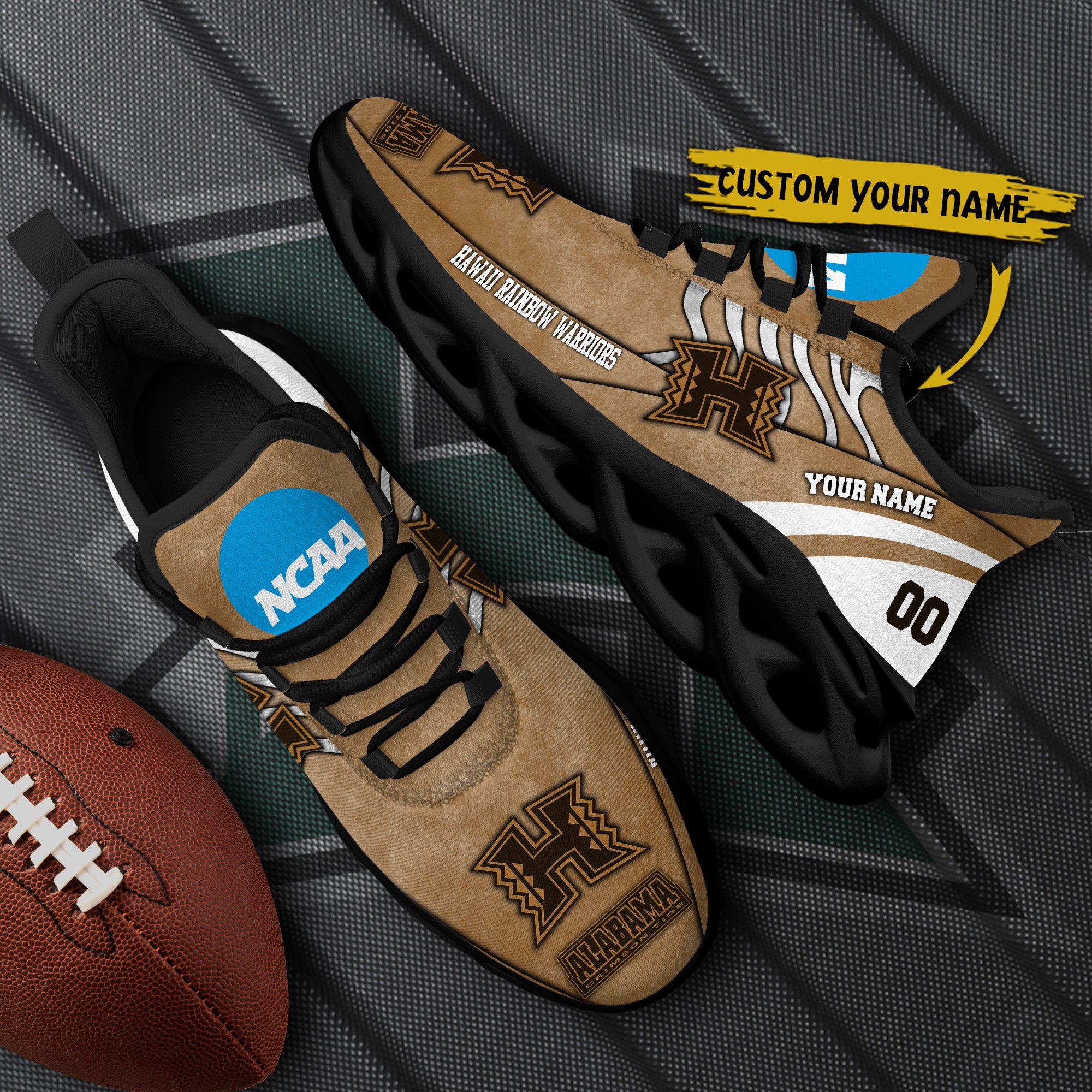 Hawaii Rainbow Warriors Black Max Soul Shoes 2025 Versions Custom Your Name And Number 312
