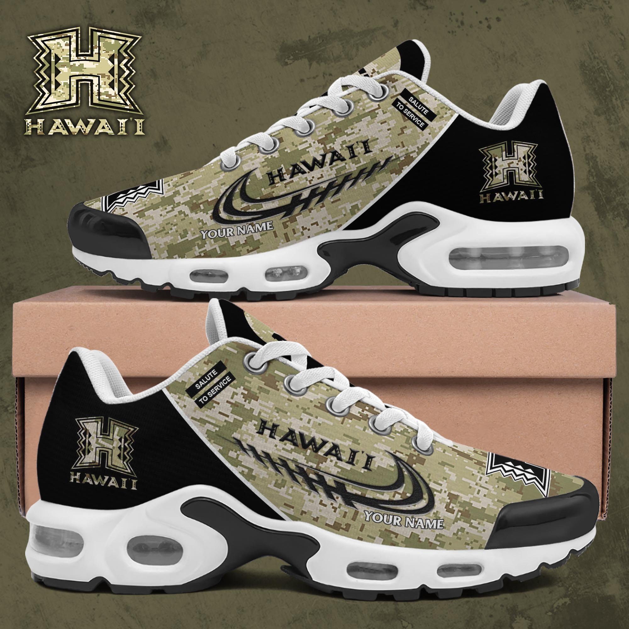 Hawaii Rainbow Warriors TN Shoes 2025 Version Custom Name, Camouflage Shoes, Gifts For Football Lovers