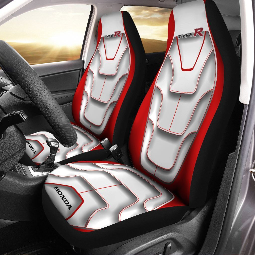 Honda Civic Type R Car Seat Cover (Set of 2) Ver 1 (White and Red)