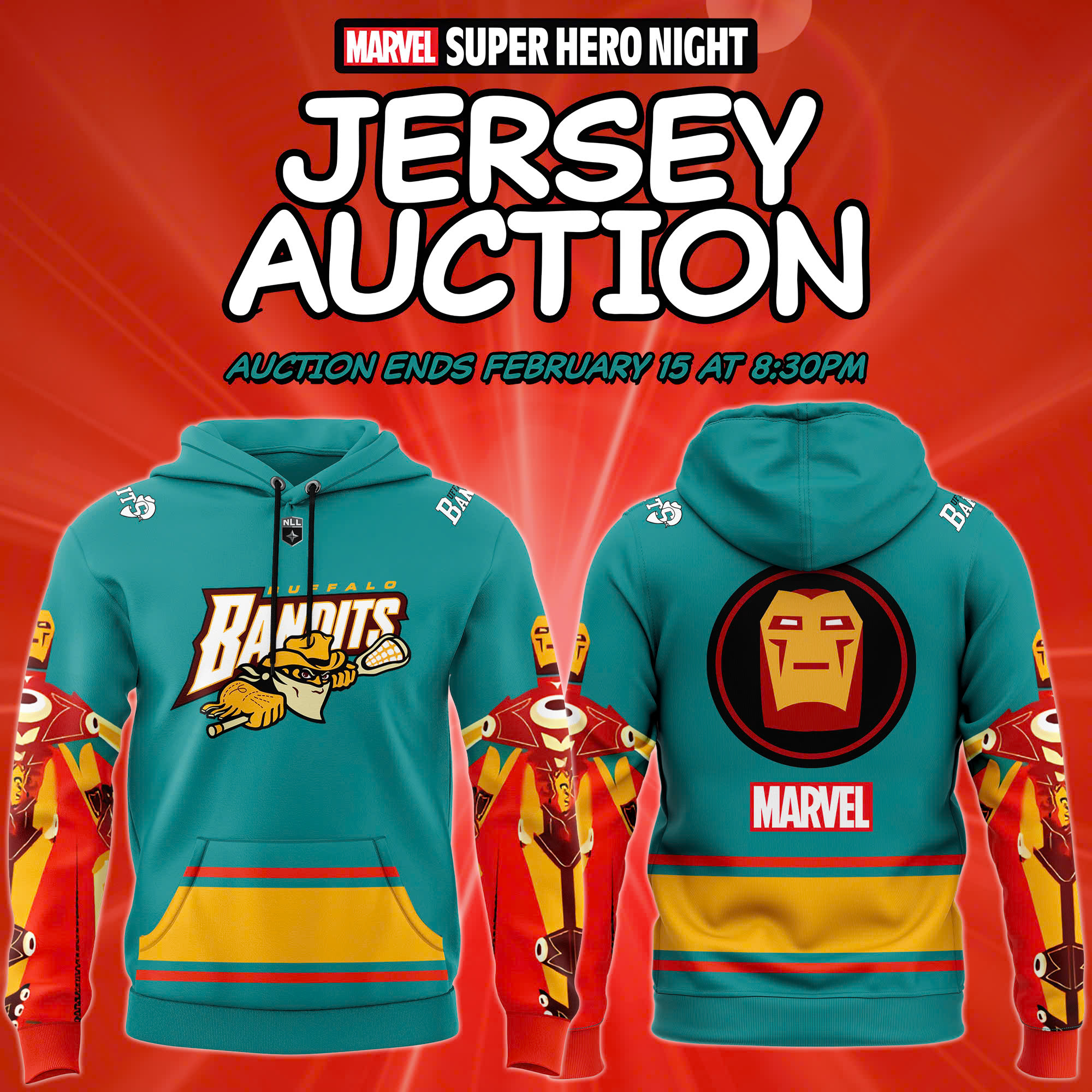 Hoodie Buffalo Bandits Marval Supper Hero Night 2025 