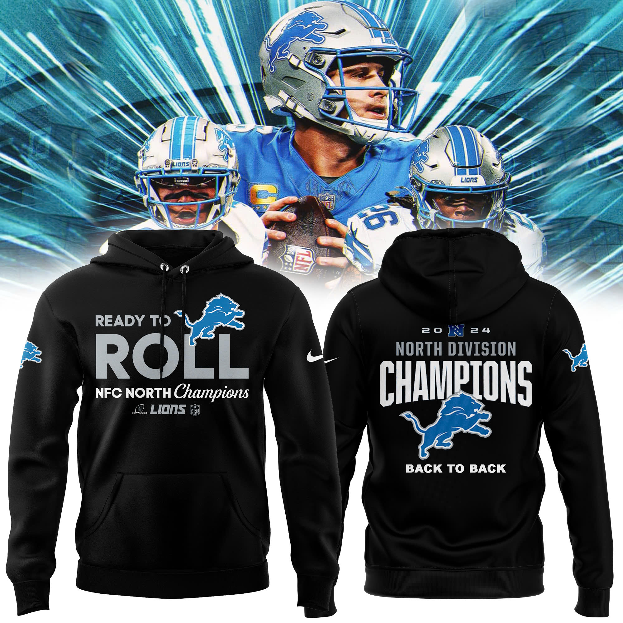 Hoodie Detroit Lions NFC North Champions 2025 
