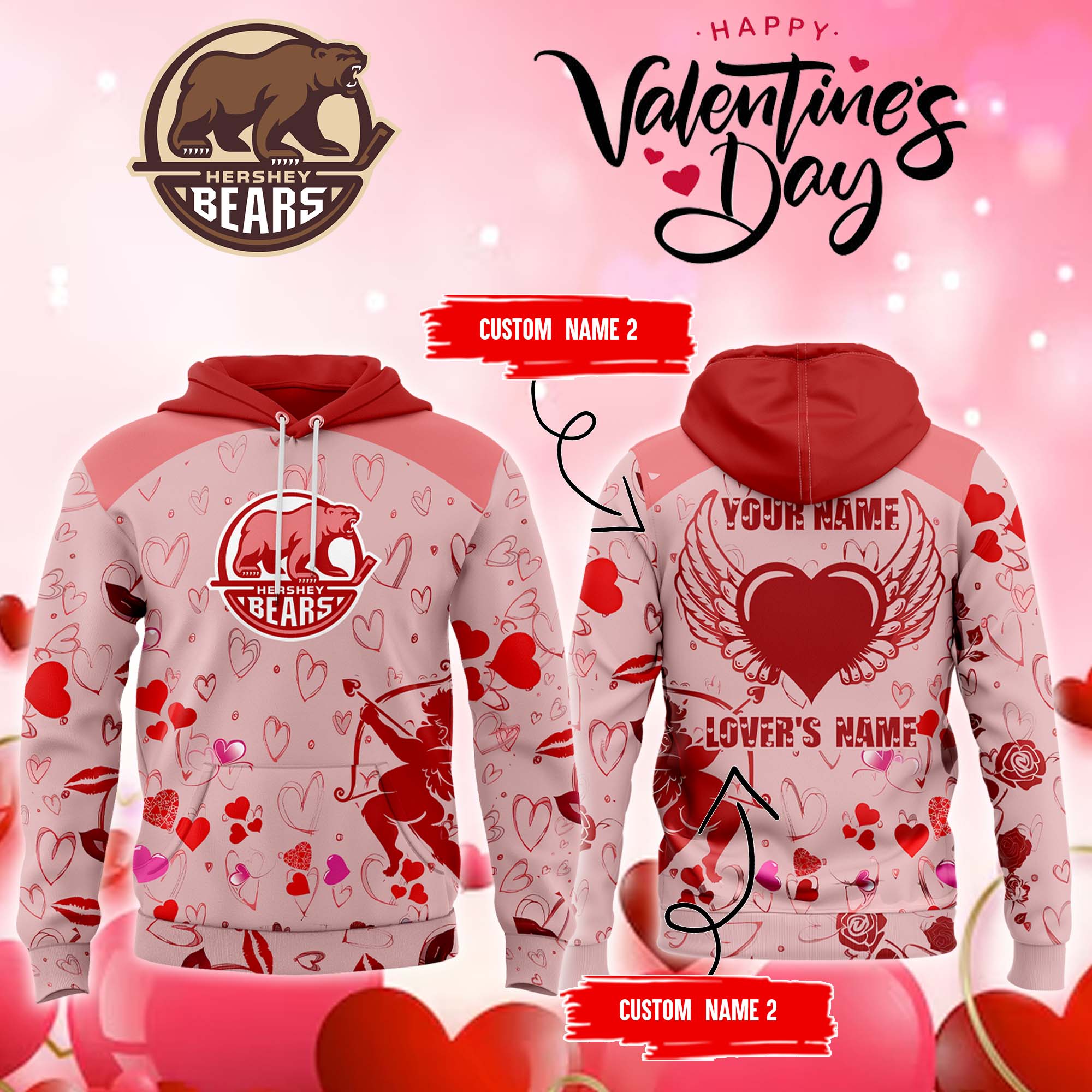 Hoodie Hershey Bears x Valentines Day 2025 