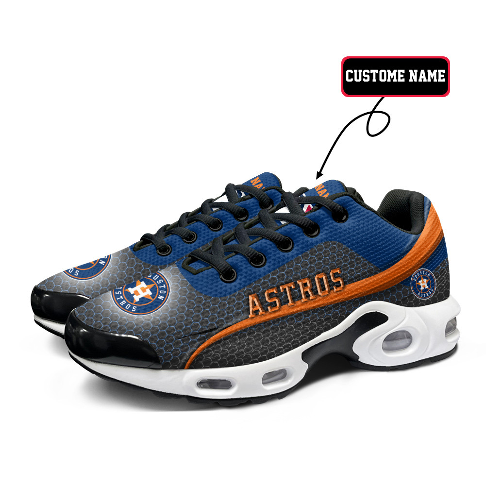 Houston Astros Personalized Name Team Colors Wave Line Beehive Pattern TN Air Max Shoes Air Cushion Sneakers