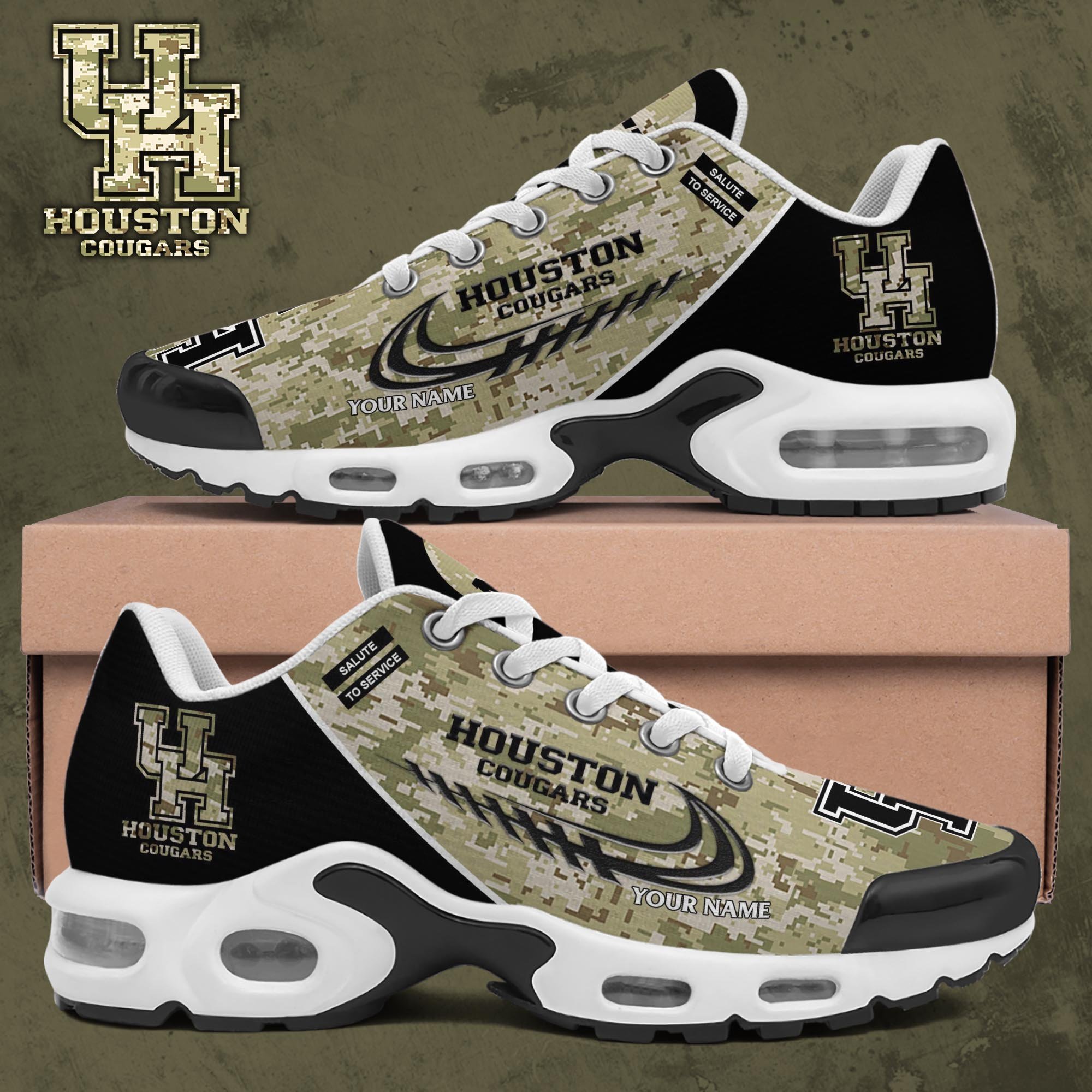 Houston Cougars TN Shoes 2025 Version Custom Name, Camouflage Shoes, Gifts For Football Lovers