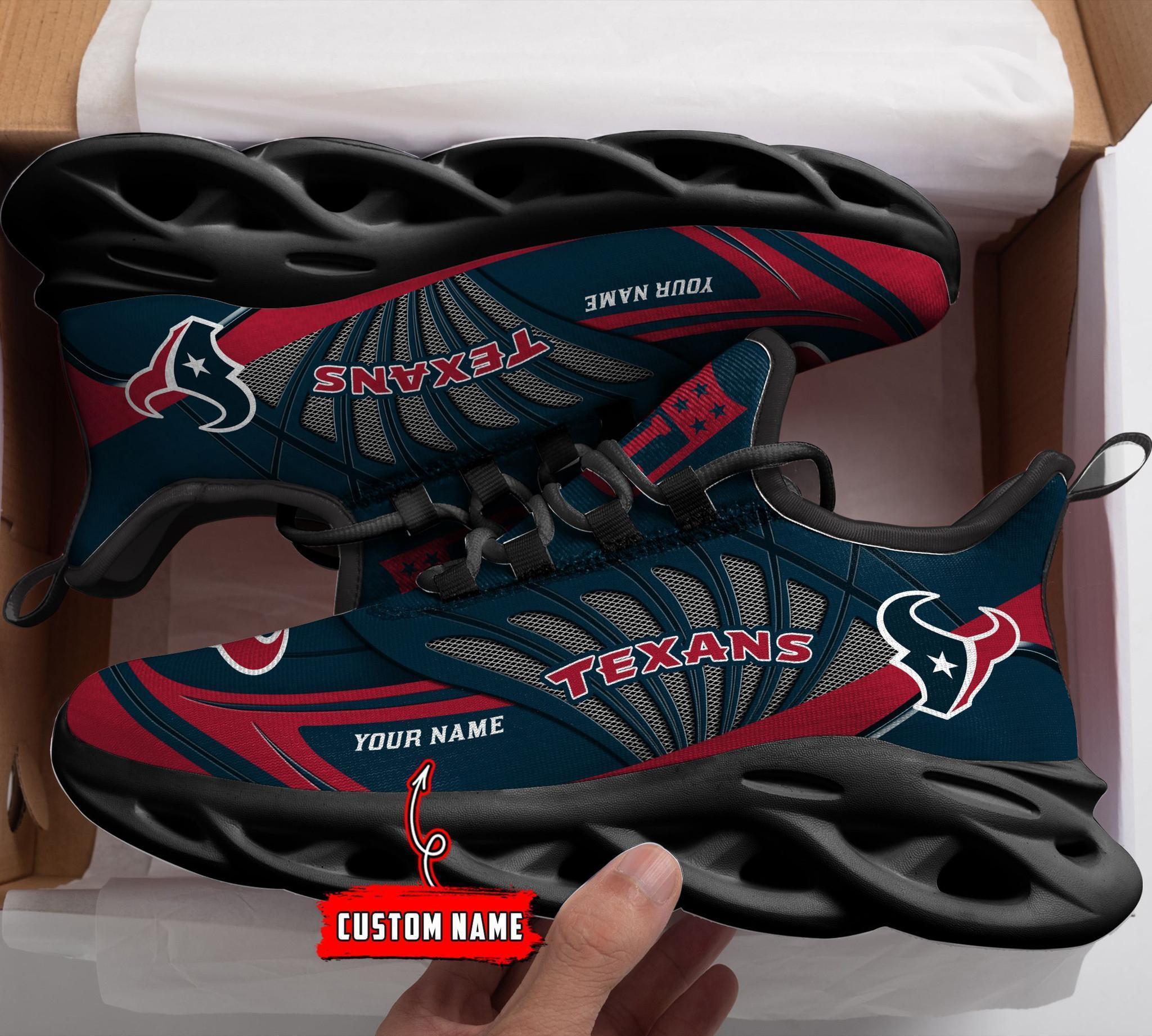 Houston Texans Black Max Soul Shoes 2025 Versions Custom Name 637