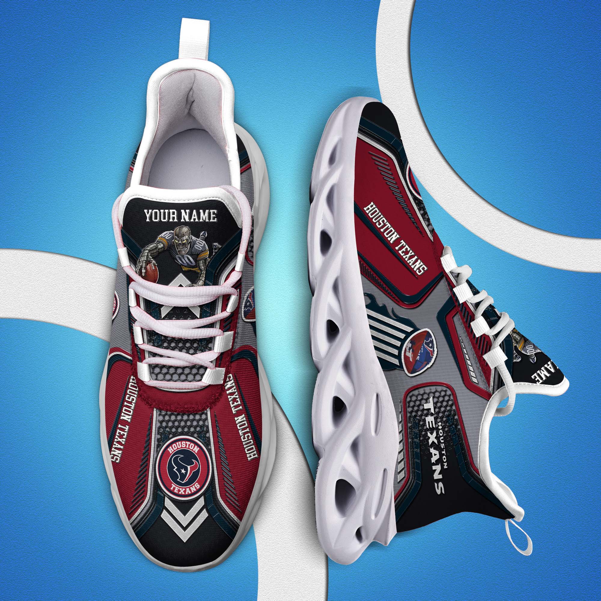 Houston Texans White C Sneakers 2025 Version Personalized Your Name, Sport Sneakers , Sport Gifts PH605