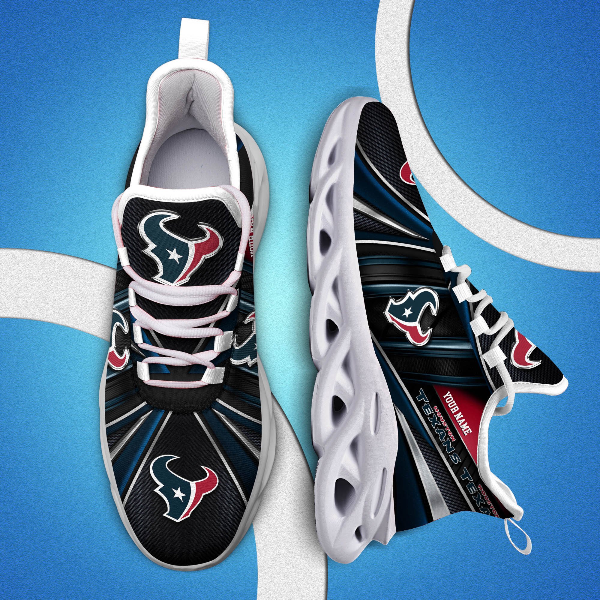 Houston Texans White C Sneakers 2025 Version Personalized Your Name, Sport Team Sneakers, Sport Gifts PH892
