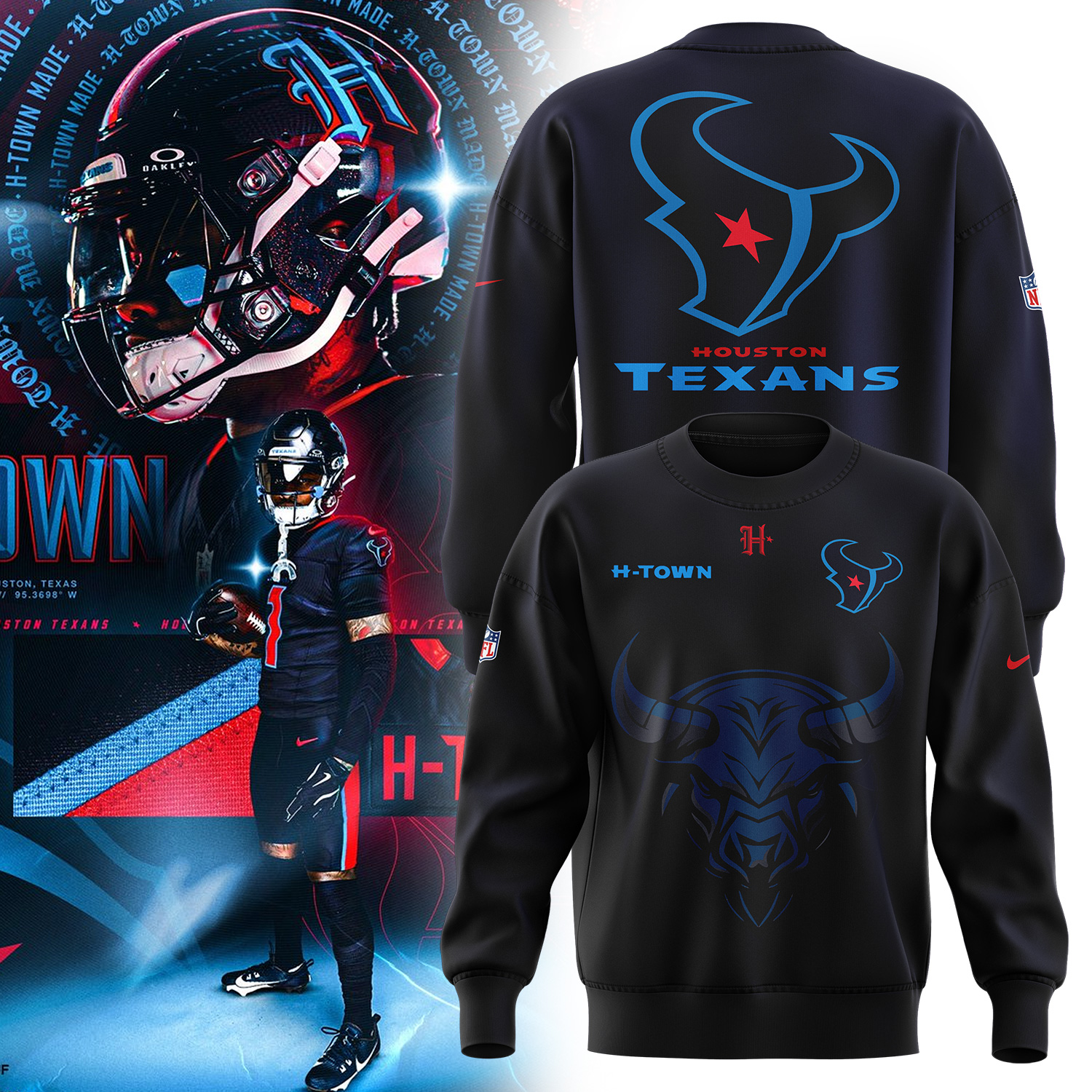 HTown Blue Houston Texans Alternate Game Sweatershirt 