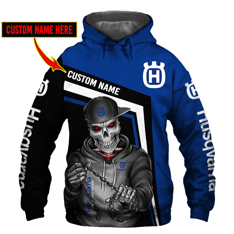 Husqvarna Skull Tshirt, sweatshirt, Polo, Hawaiian, Hoodie 3D Apparel Full Printing Custom Name 