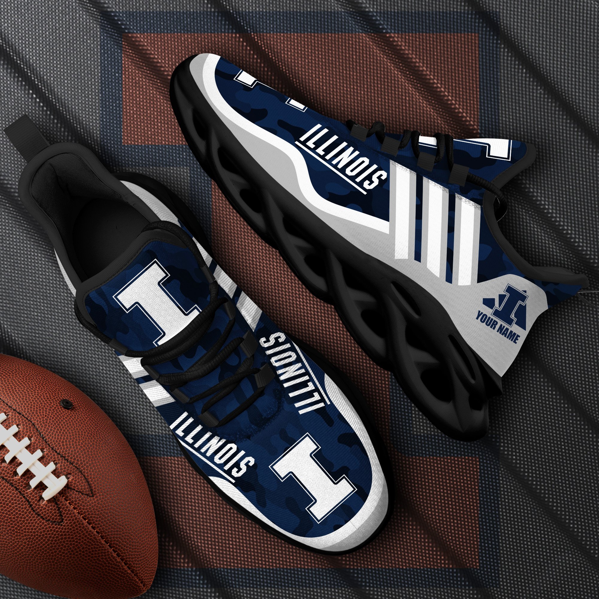Illinois Fighting Illini Black Max Soul Shoes 2025 Versions Custom Name 466