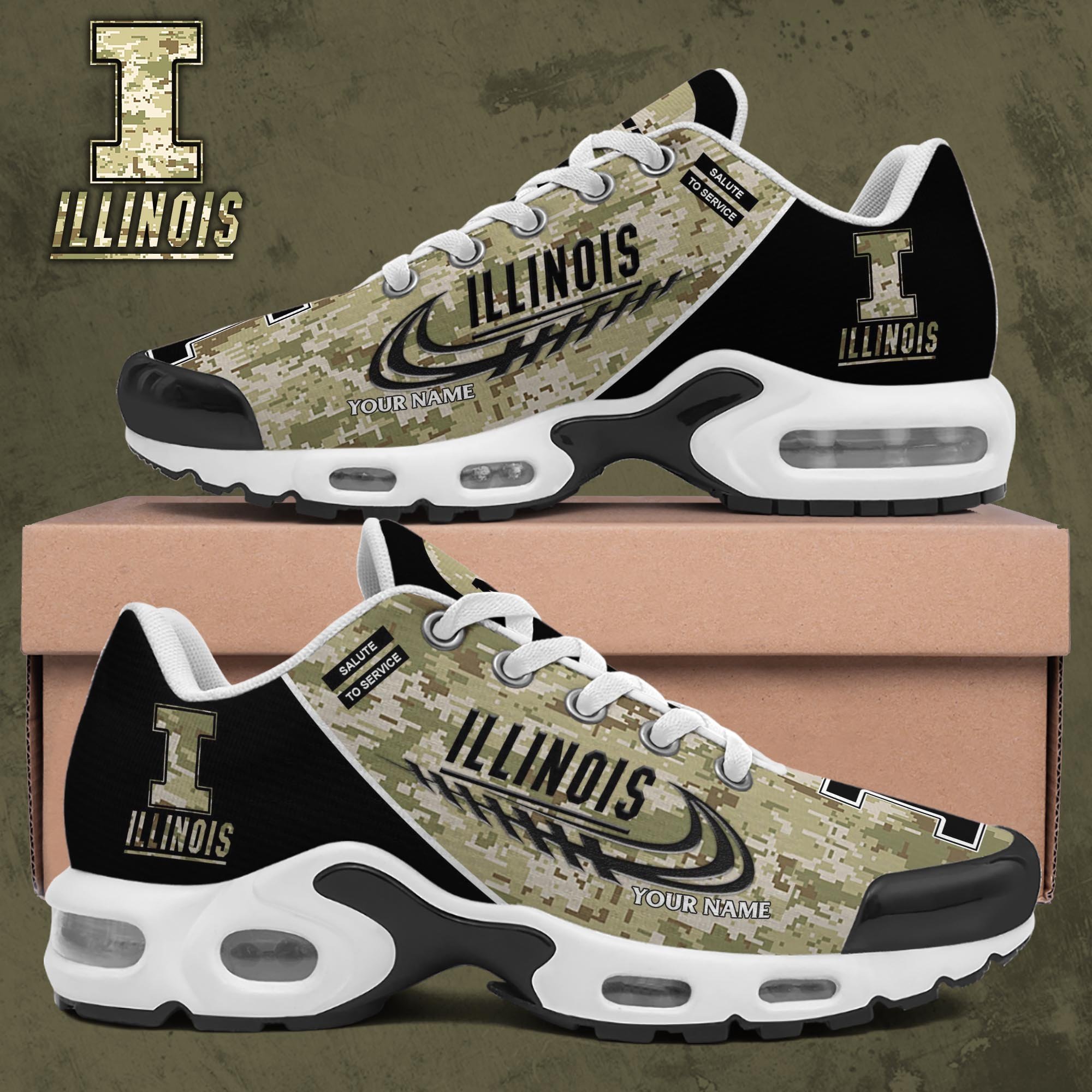 Illinois Fighting Illini TN Shoes 2025 Version Custom Name, Camouflage Shoes, Gifts For Football Lovers PH636