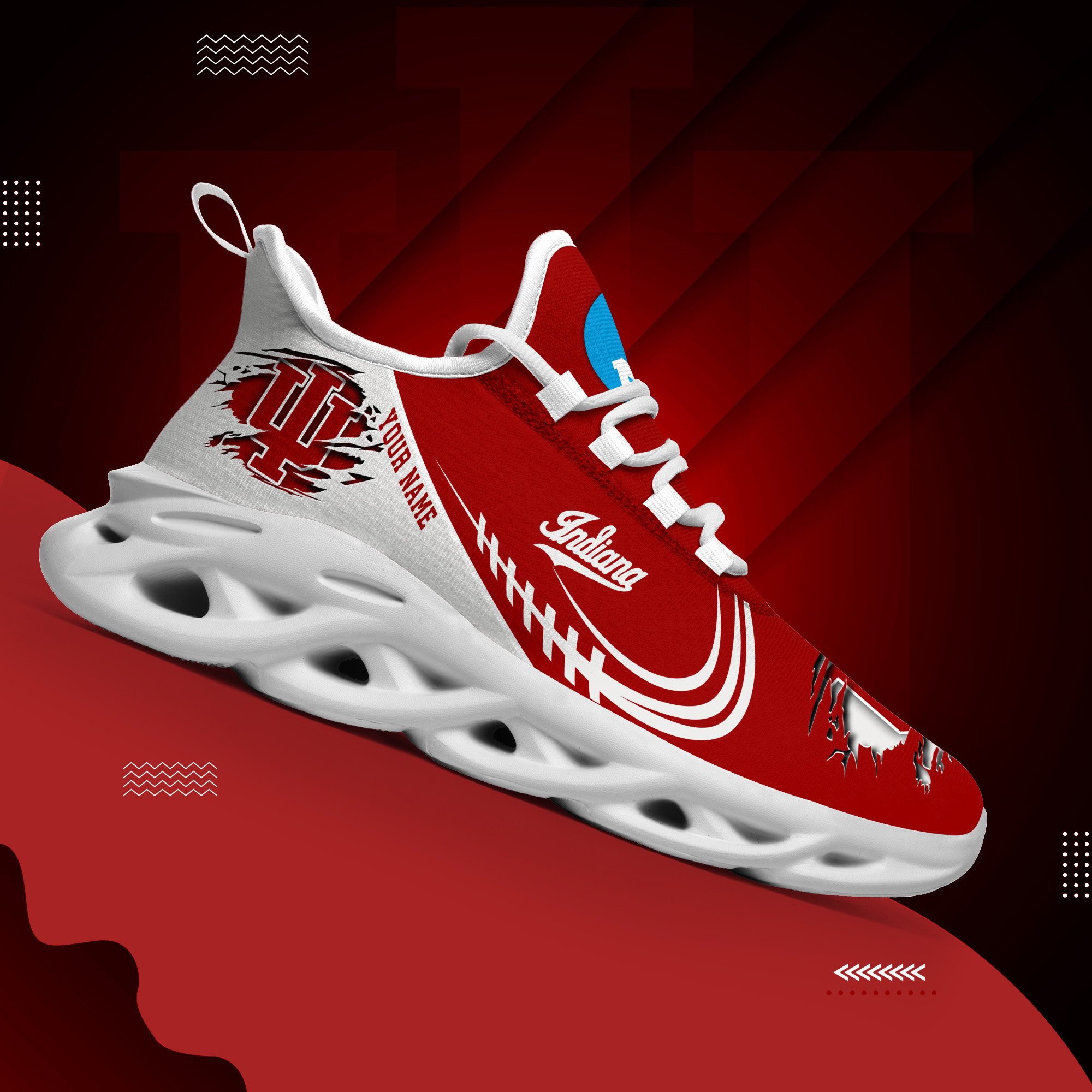 Indiana Hoosiers Black Max Soul Shoes 2025 Versions Custom Name 016