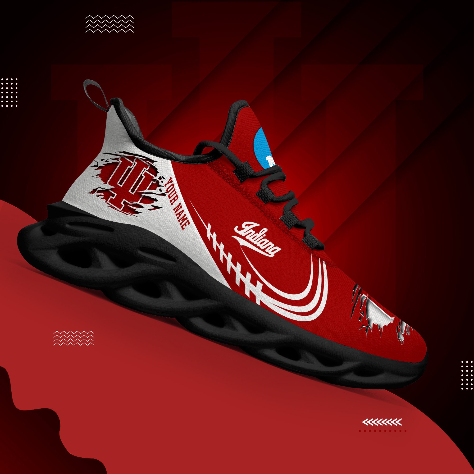 Indiana Hoosiers Black Max Soul Shoes 2025 Versions Custom Name 016
