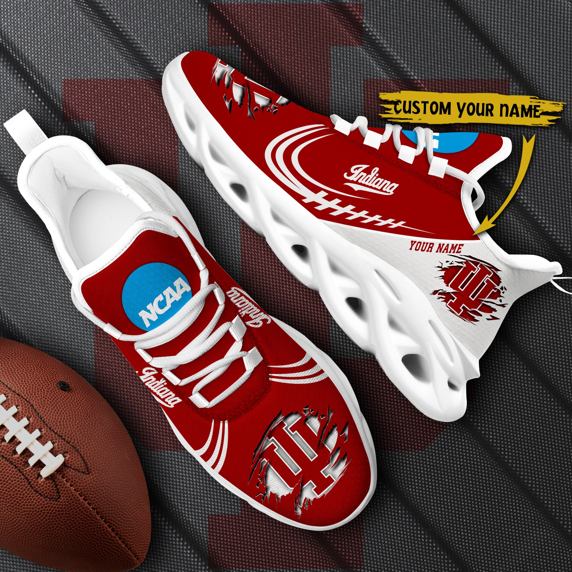 Indiana Hoosiers Black Max Soul Shoes 2025 Versions Custom Name 016