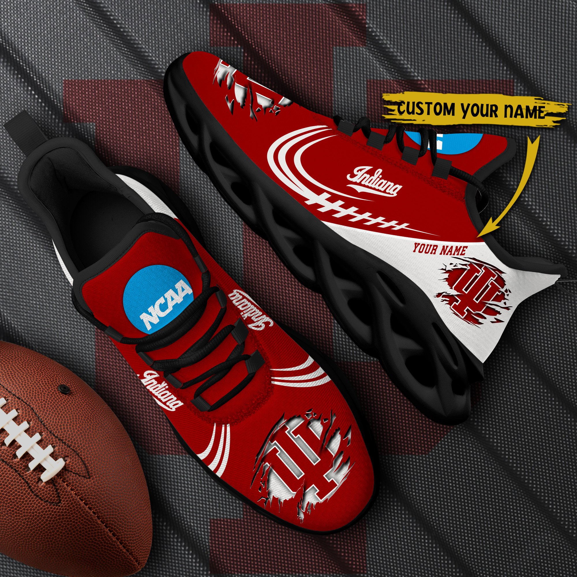 Indiana Hoosiers Black Max Soul Shoes 2025 Versions Custom Name 016