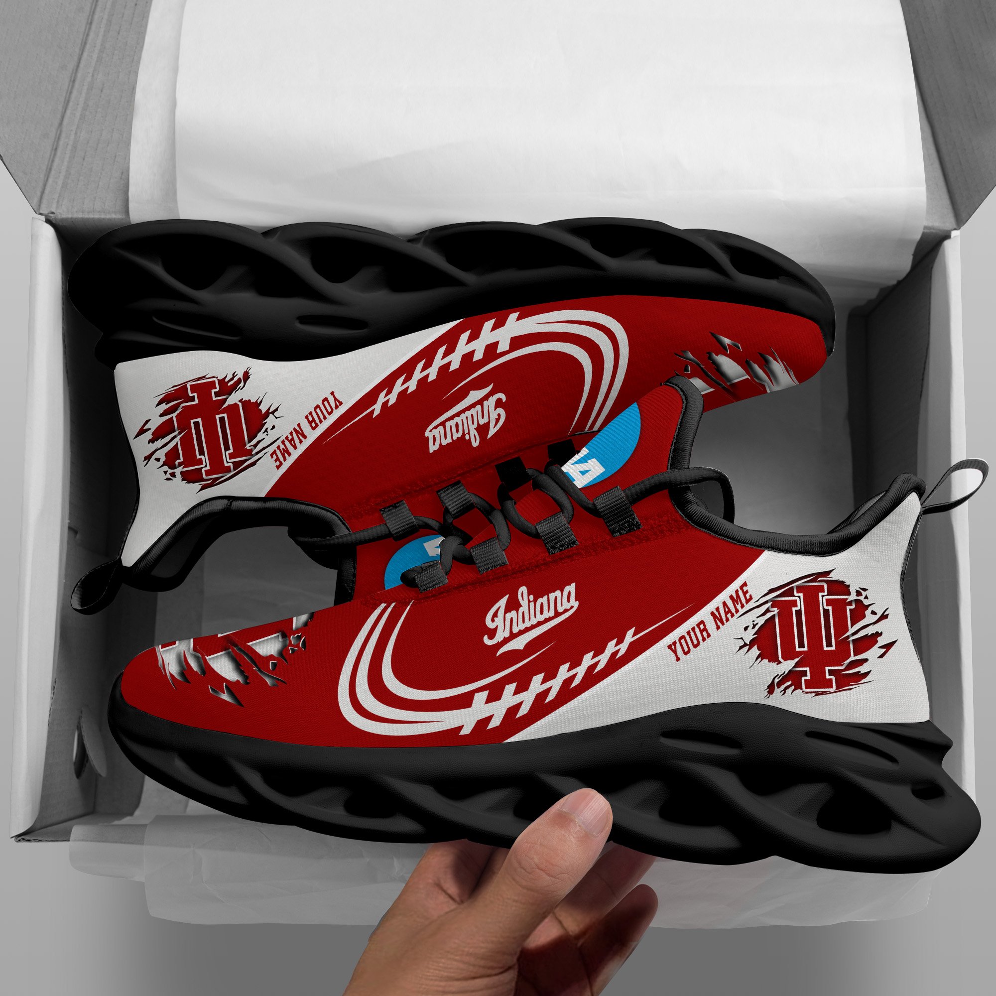 Indiana Hoosiers Black Max Soul Shoes 2025 Versions Custom Name 016