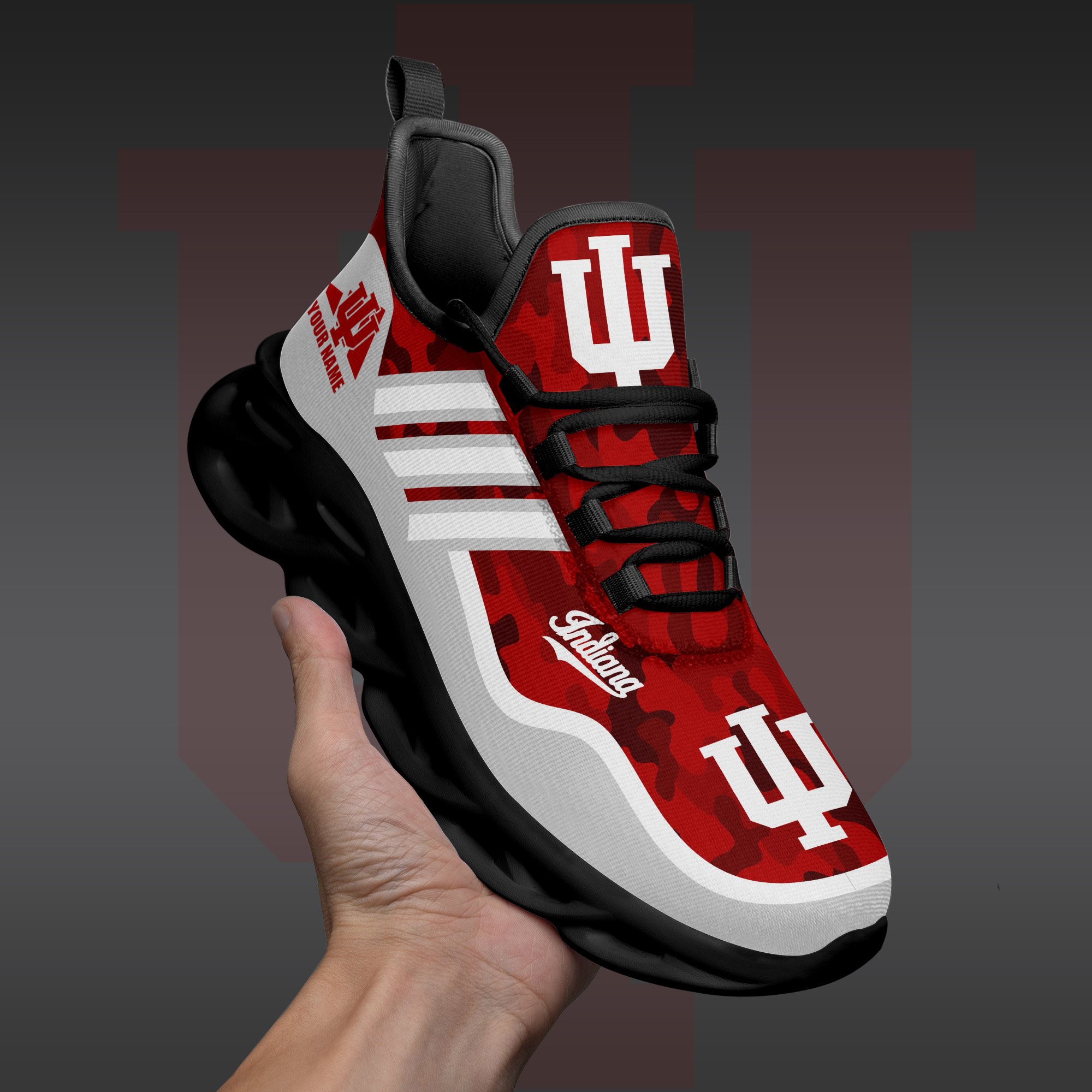 Indiana Hoosiers Black Max Soul Shoes 2025 Versions Custom Name 466