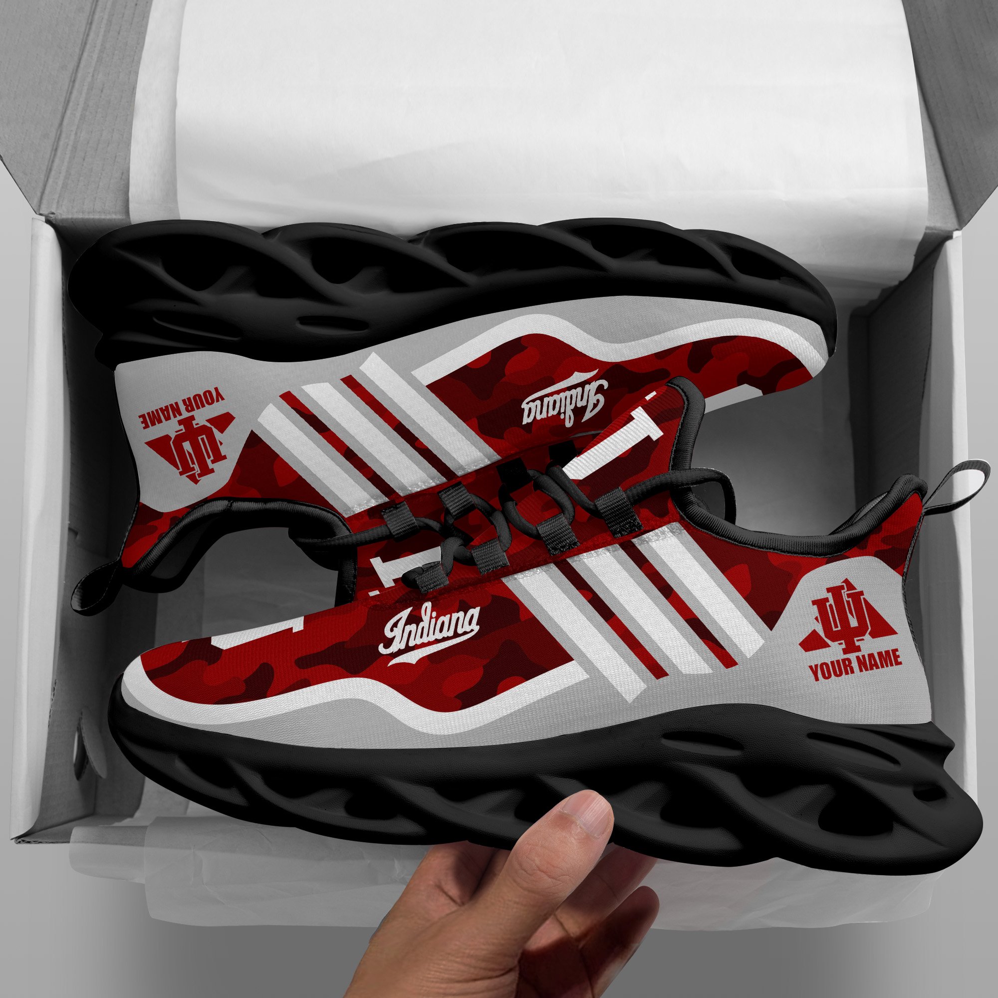 Indiana Hoosiers Black Max Soul Shoes 2025 Versions Custom Name 466