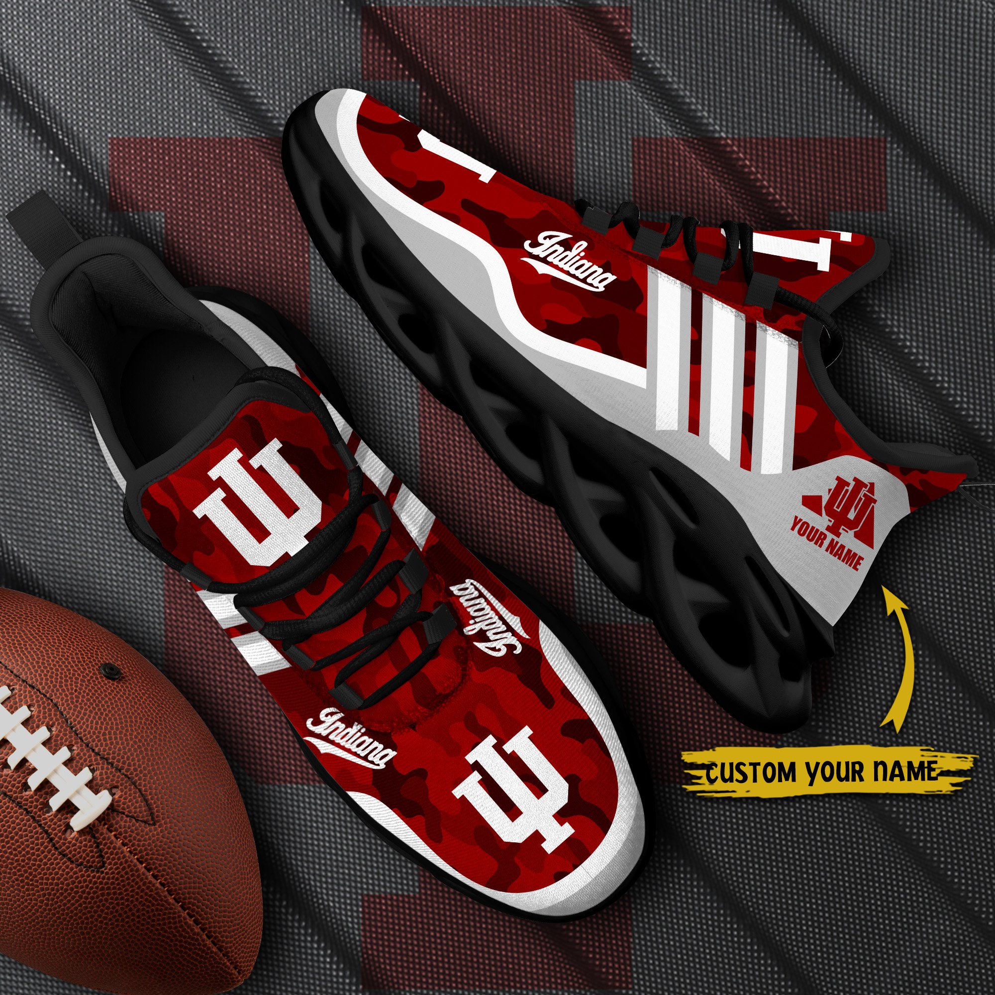 Indiana Hoosiers Black Max Soul Shoes 2025 Versions Custom Name 466