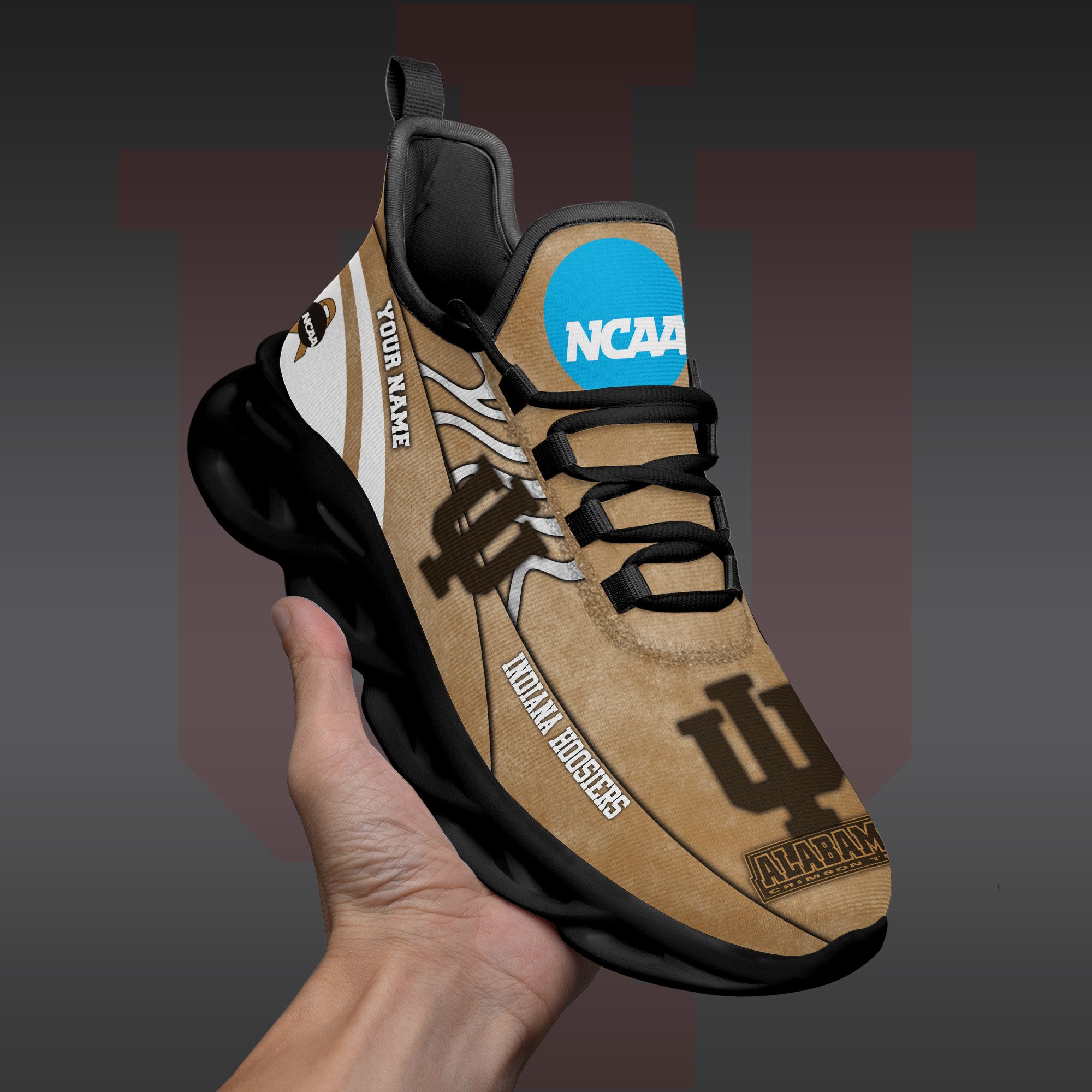 Indiana Hoosiers Black Max Soul Shoes 2025 Versions Custom Your Name And Number 312