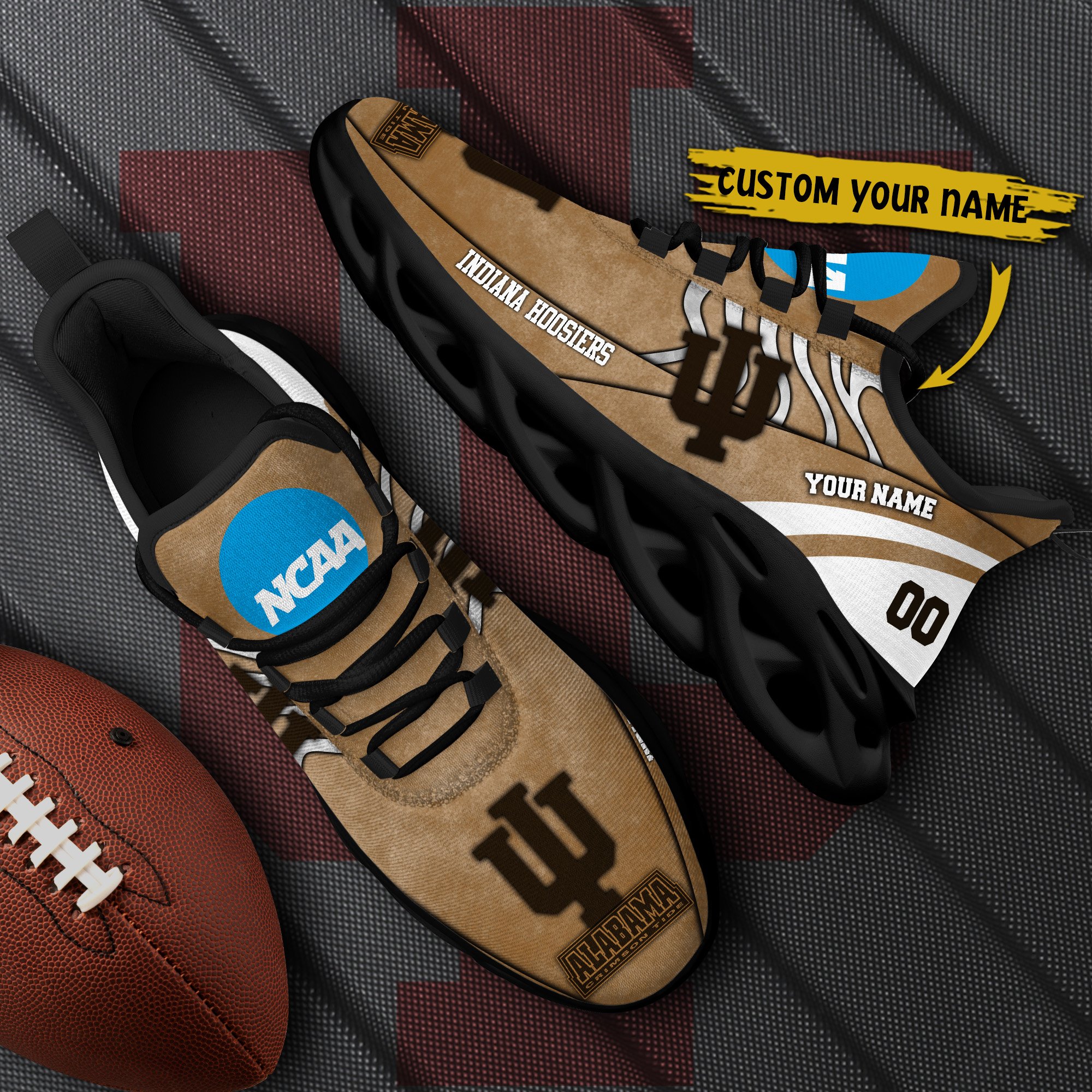 Indiana Hoosiers Black Max Soul Shoes 2025 Versions Custom Your Name And Number 312
