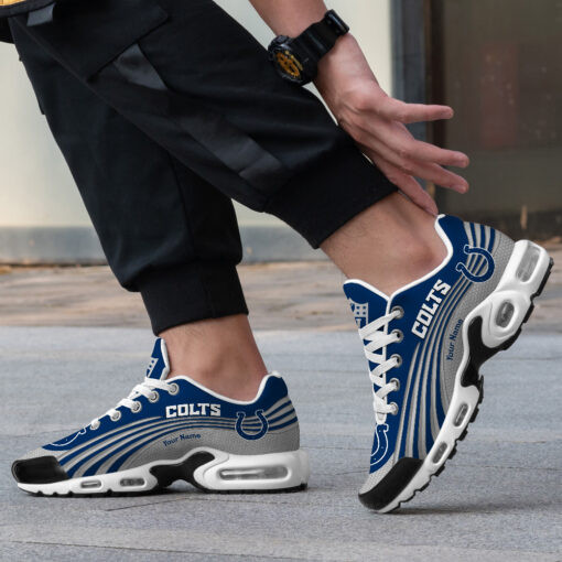 Indianapolis Colts Personalized Name Team Colors Wave Lines TN Air Max Shoes Air Cushion Sneakers