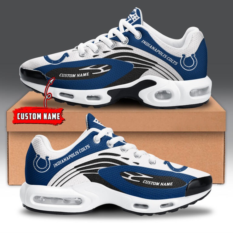 Indianapolis Colts Personalized Name Team Logo Mix Colors Wave Line TN Air Max Shoes Air Cushion Sneakers
