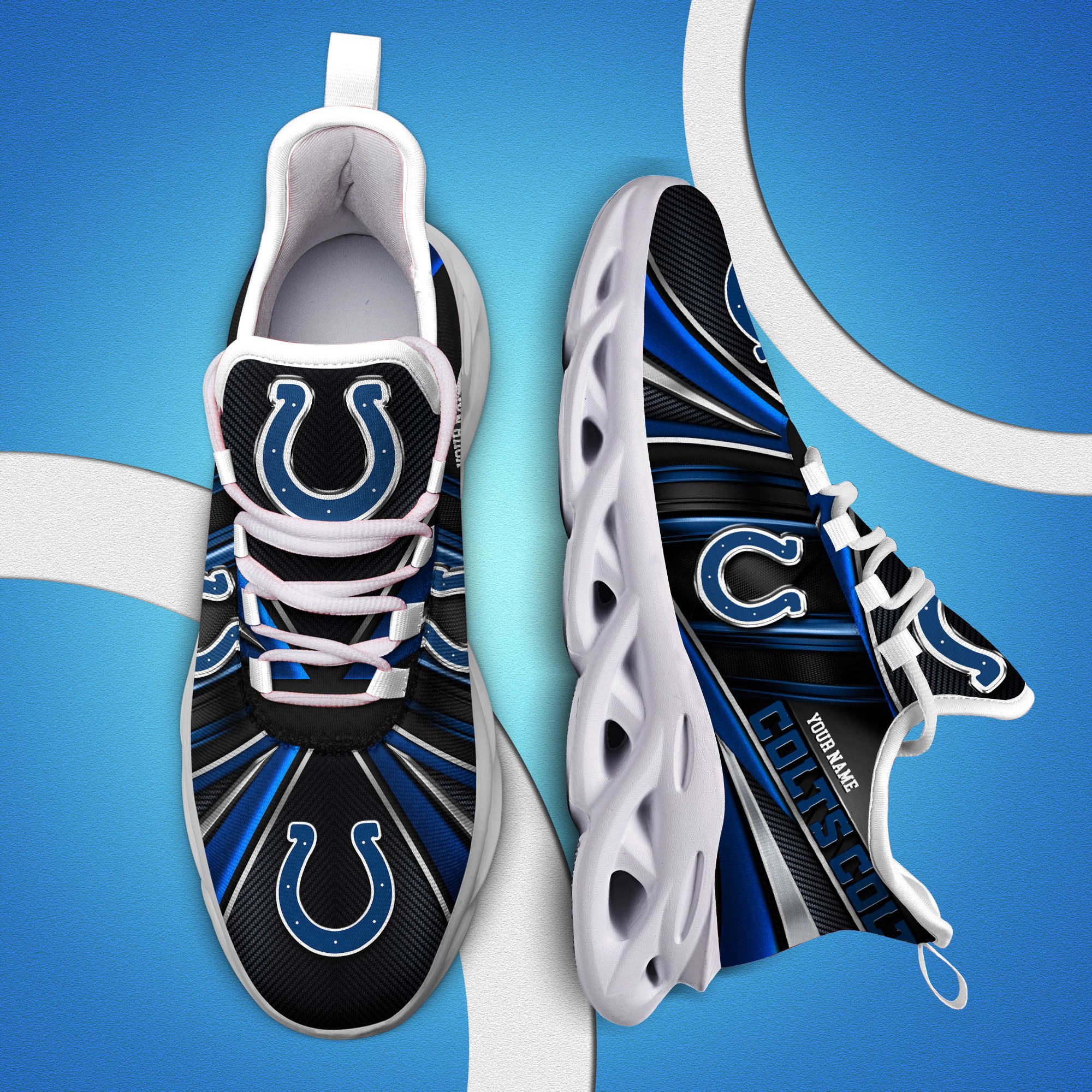 Indianapolis Colts White C Sneakers 2025 Version Personalized Your Name, Sport Team Sneakers, Sport Gifts PH892
