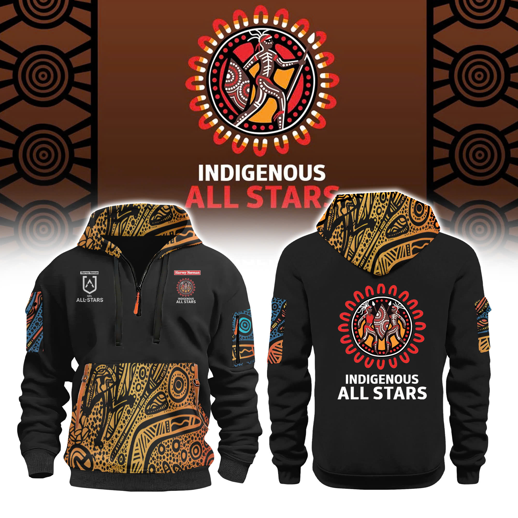 Indigenous All Stars 2025 Black H115 New Hoodie 