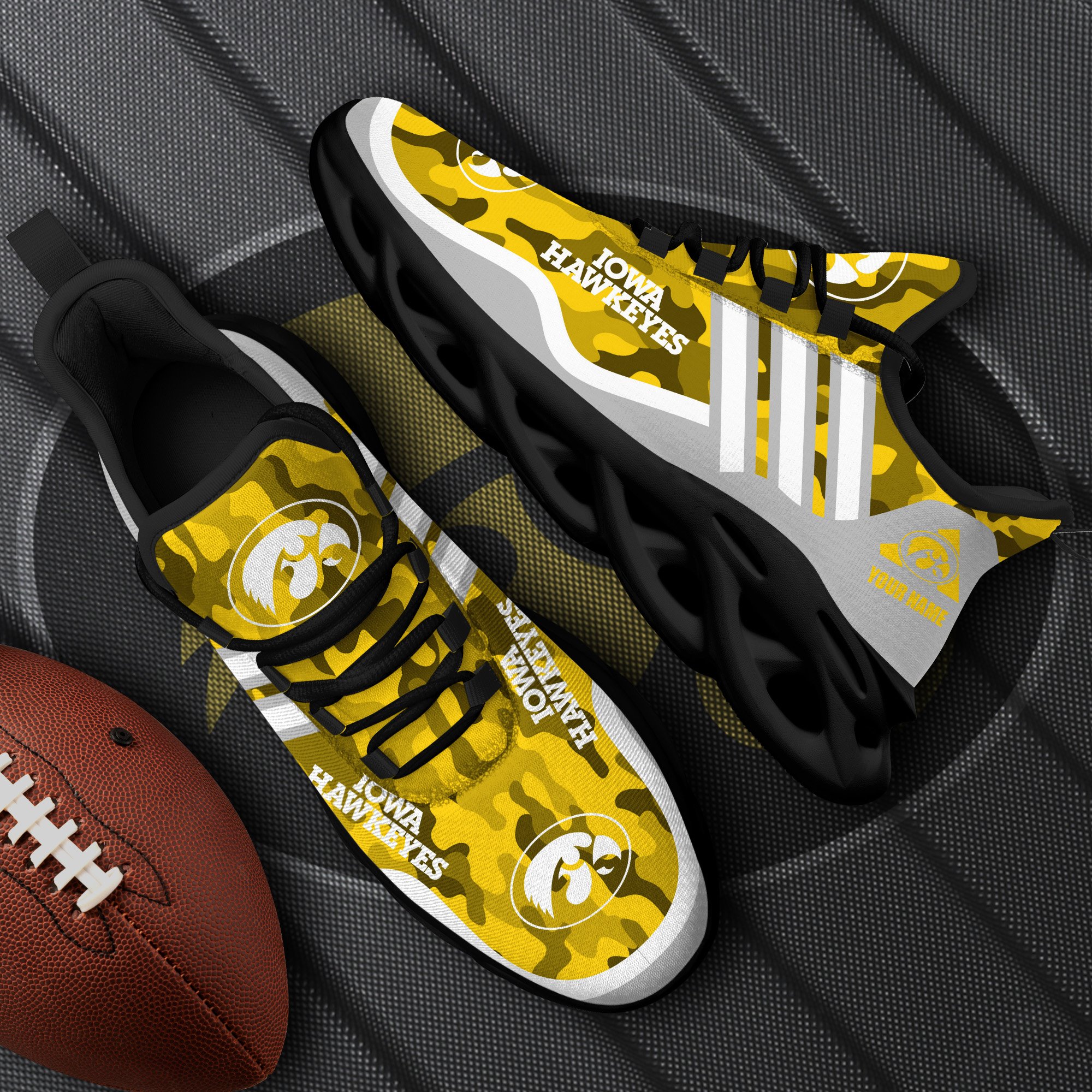 Iowa Hawkeyes Black Max Soul Shoes 2025 Versions Custom Name 466