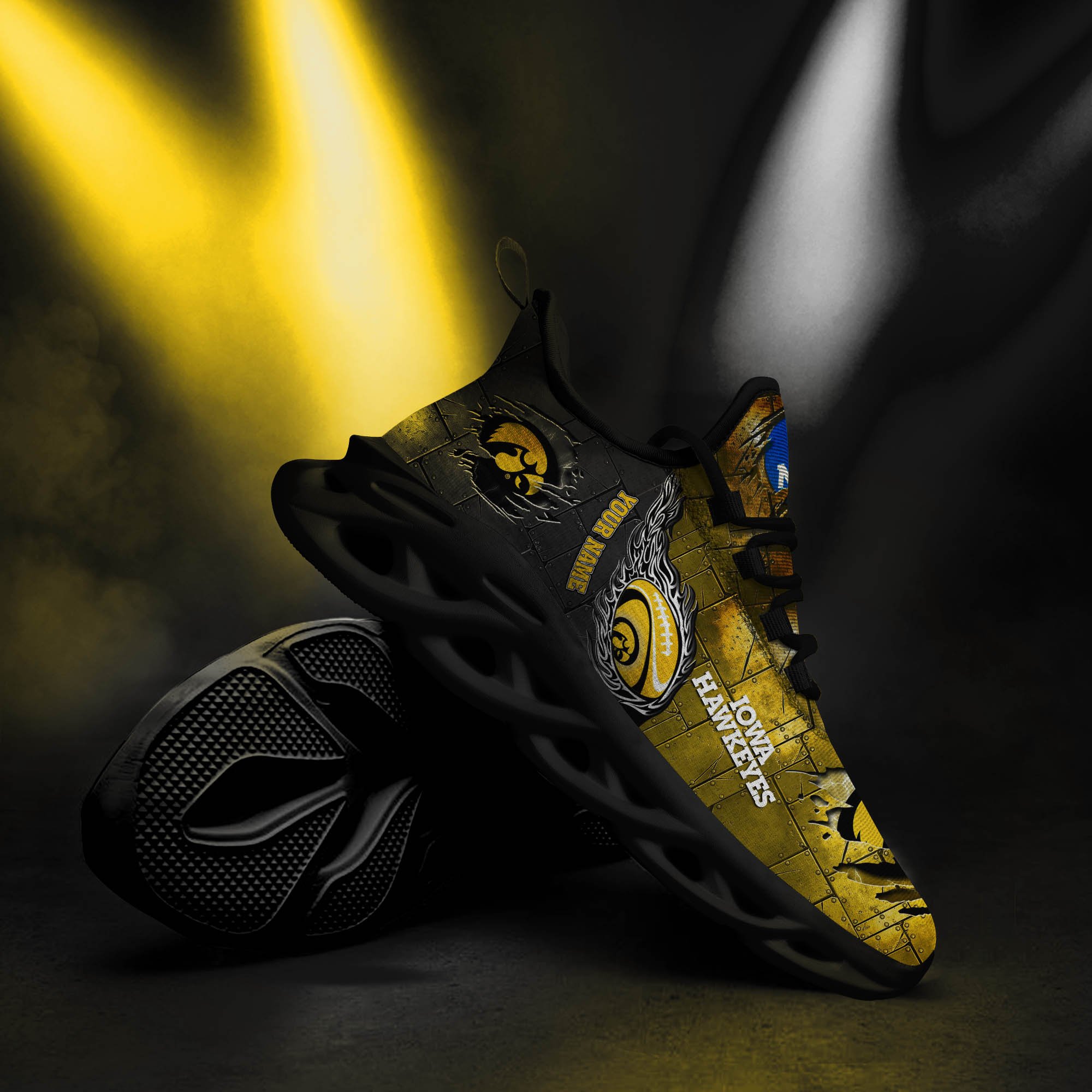 Iowa Hawkeyes Black Max Soul Shoes 2025 Versions, White Max Soul Shoes Custom Your Name PH879