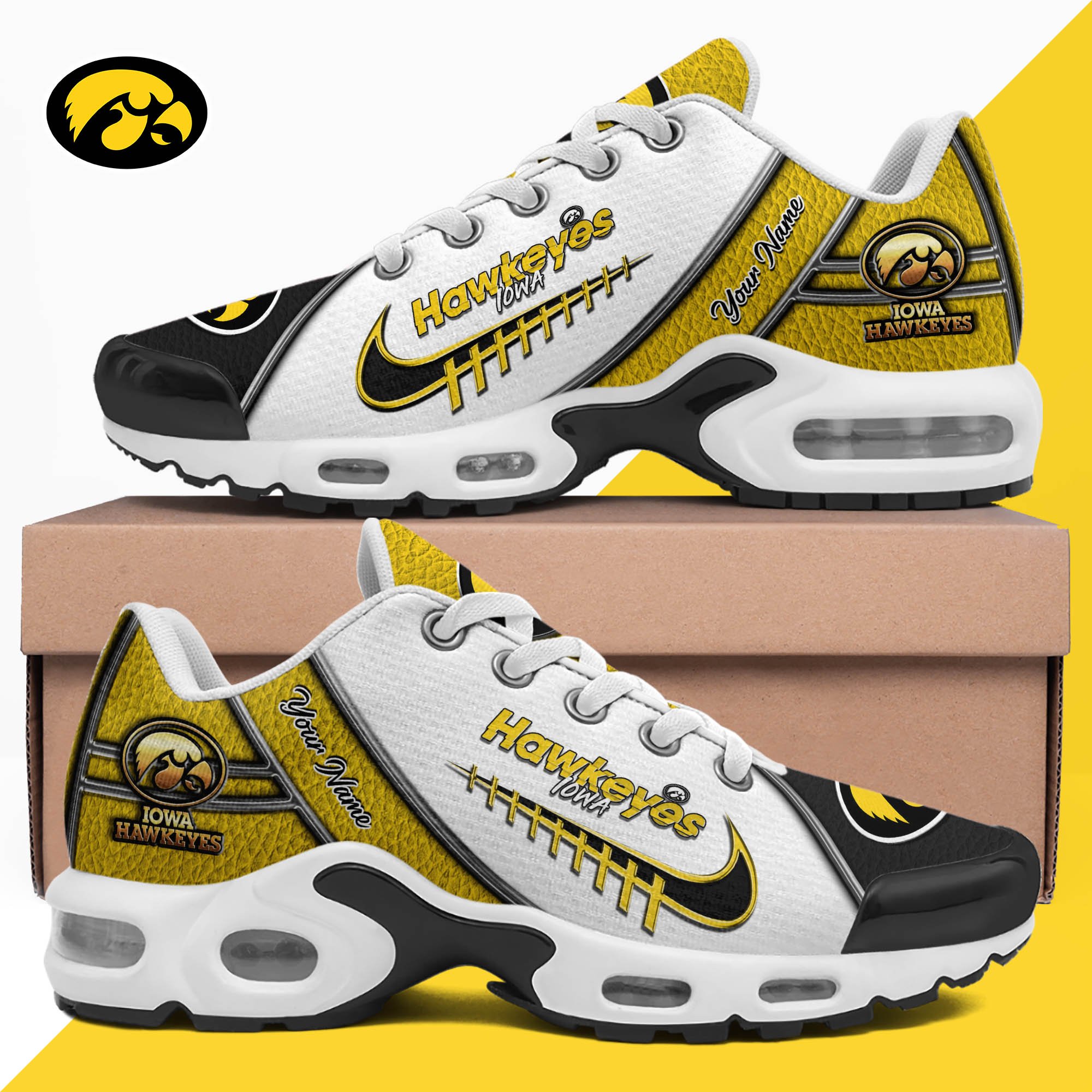 Iowa Hawkeyes TN Shoes 2025 Version Custom Your Name, Football Team Shoes 516