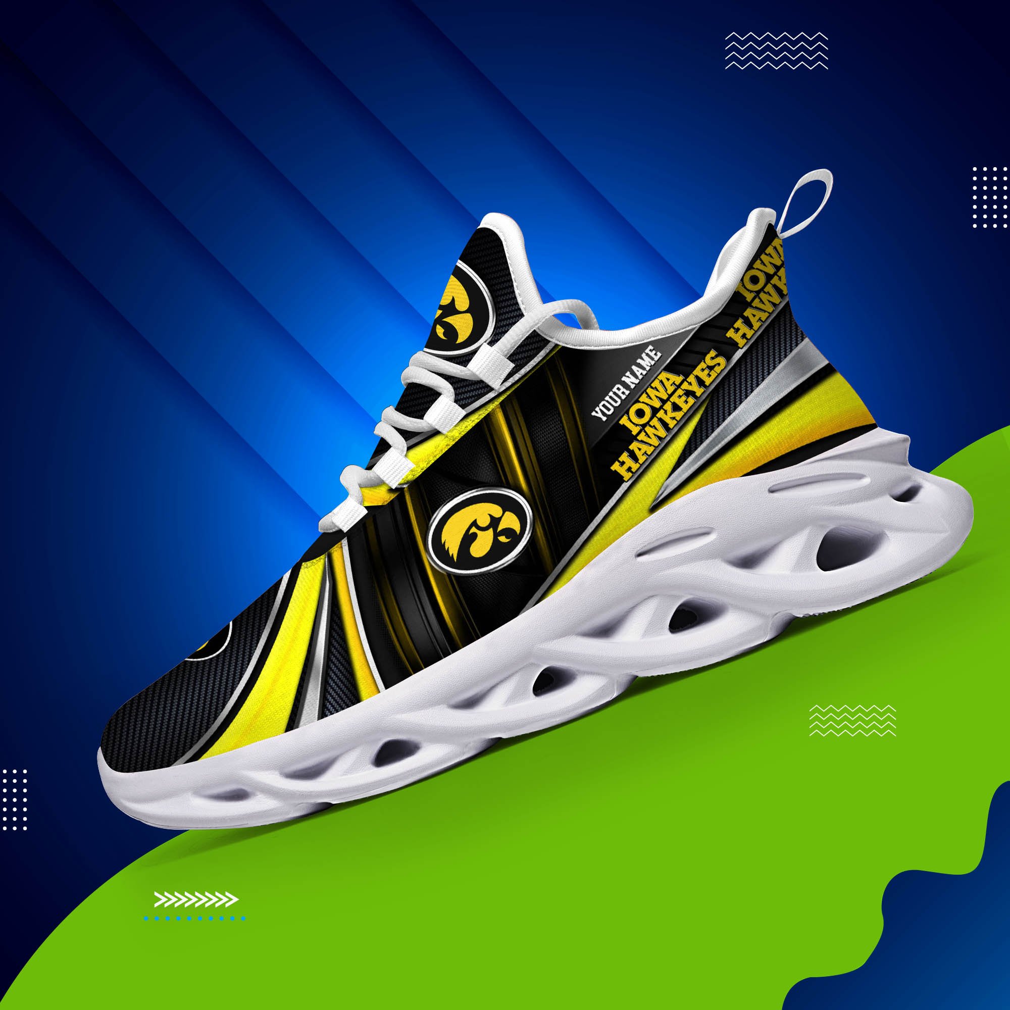Iowa Hawkeyes White C Sneakers 2025 Version Personalized Your Name, Sport Team Sneakers, Sport Gifts PH892
