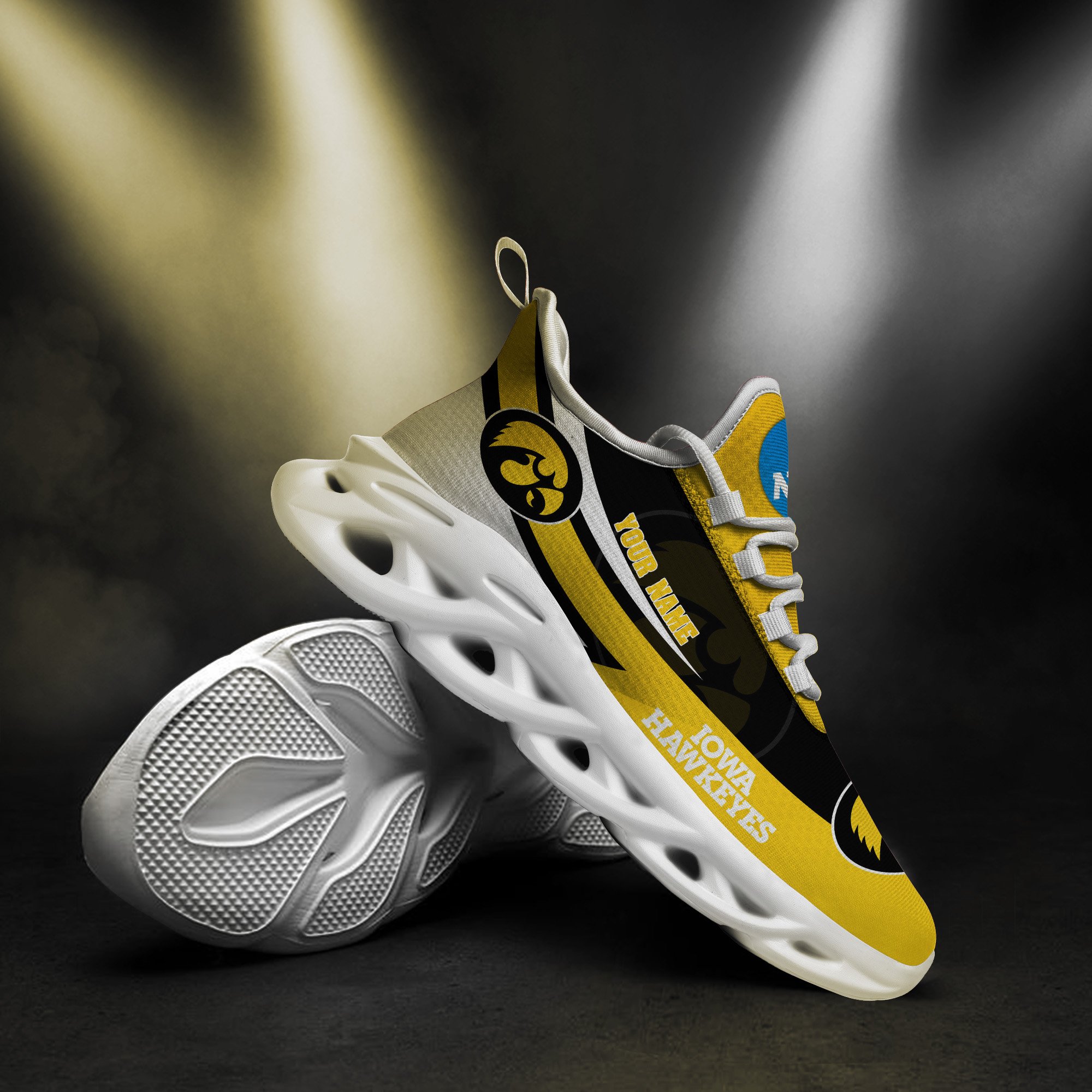 Iowa Hawkeyes White Max Soul Shoes 2025 Versions Custom Your Name, Sports Gift For Fan PH019