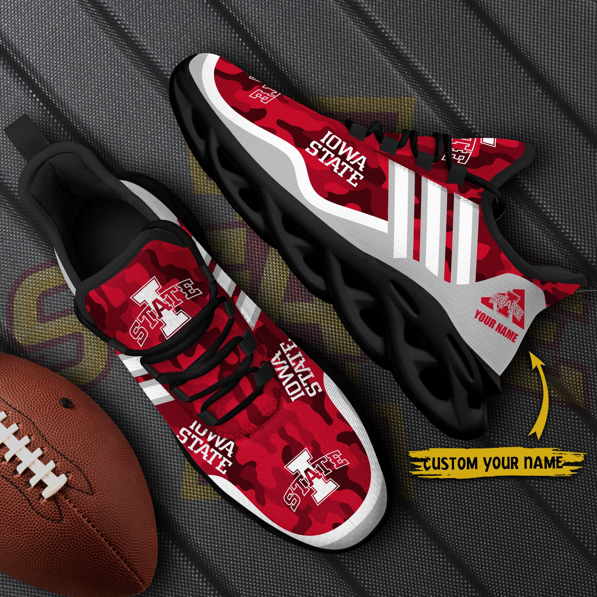 Iowa State Cyclones Black Max Soul Shoes 2025 Versions Custom Name 466