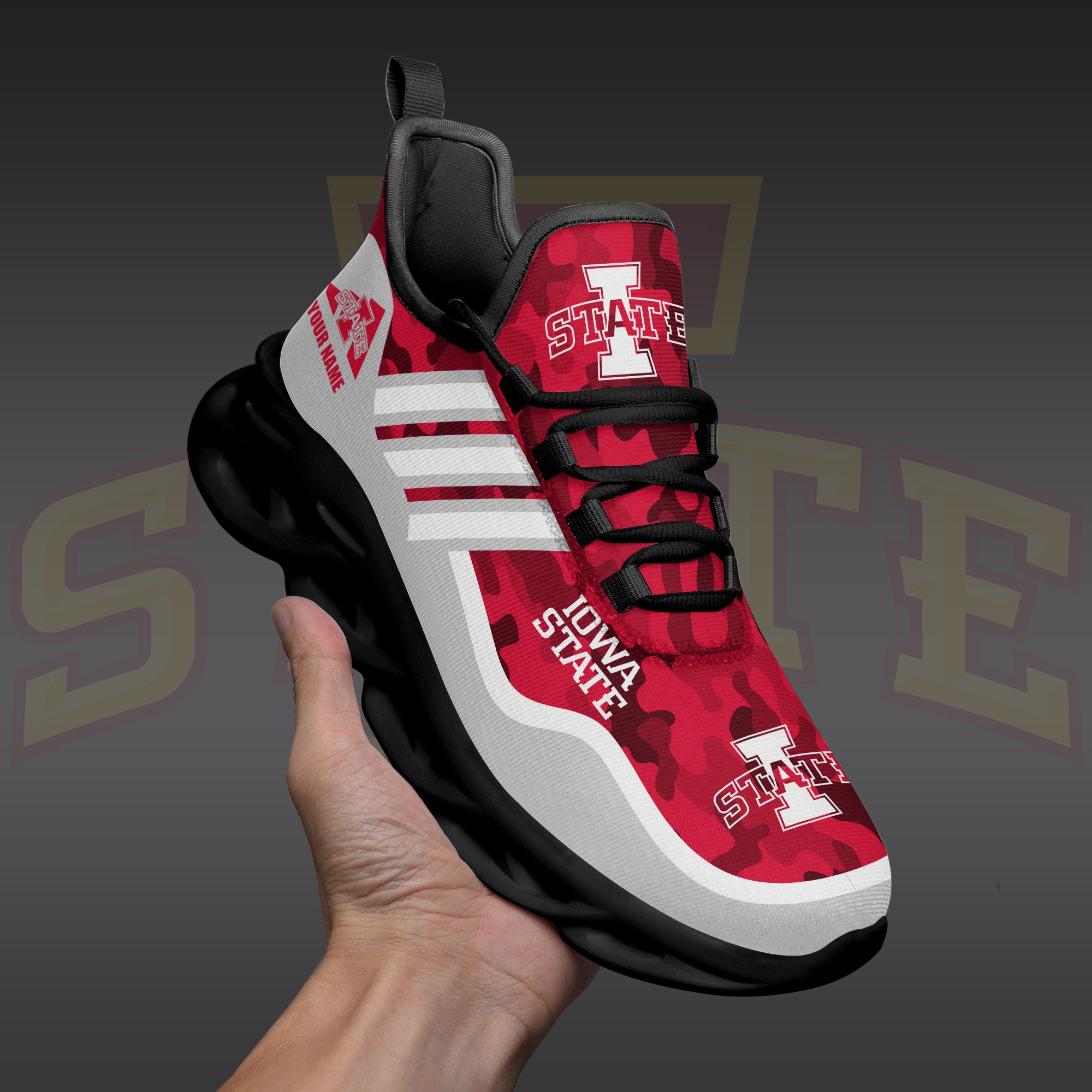 Iowa State Cyclones Black Max Soul Shoes 2025 Versions Custom Name 466