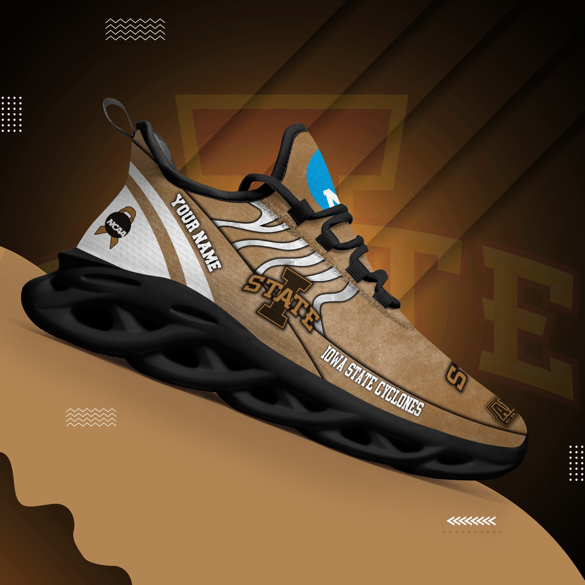Iowa State Cyclones Black Max Soul Shoes 2025 Versions Custom Your Name And Number 312