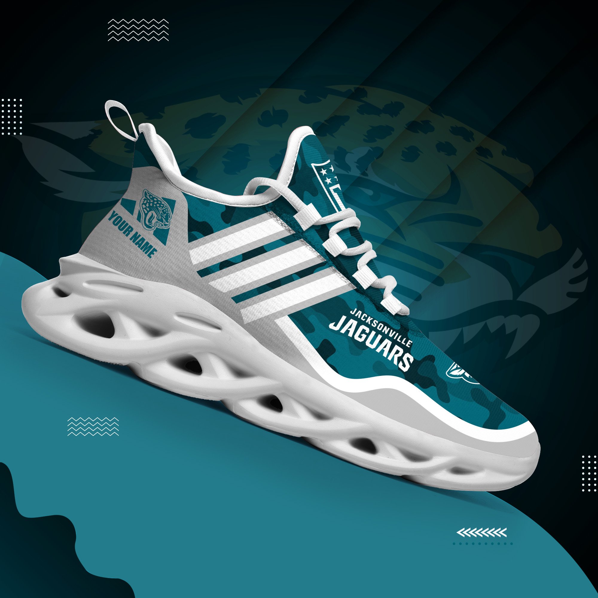 Jacksonville Jaguars Black Max Soul Shoes 2025 Versions Custom Name 430