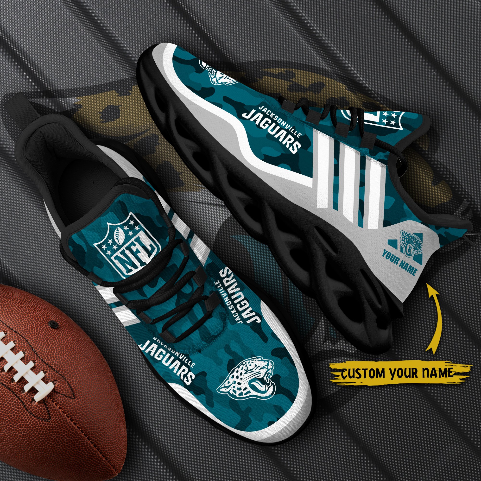 Jacksonville Jaguars Black Max Soul Shoes 2025 Versions Custom Name 430