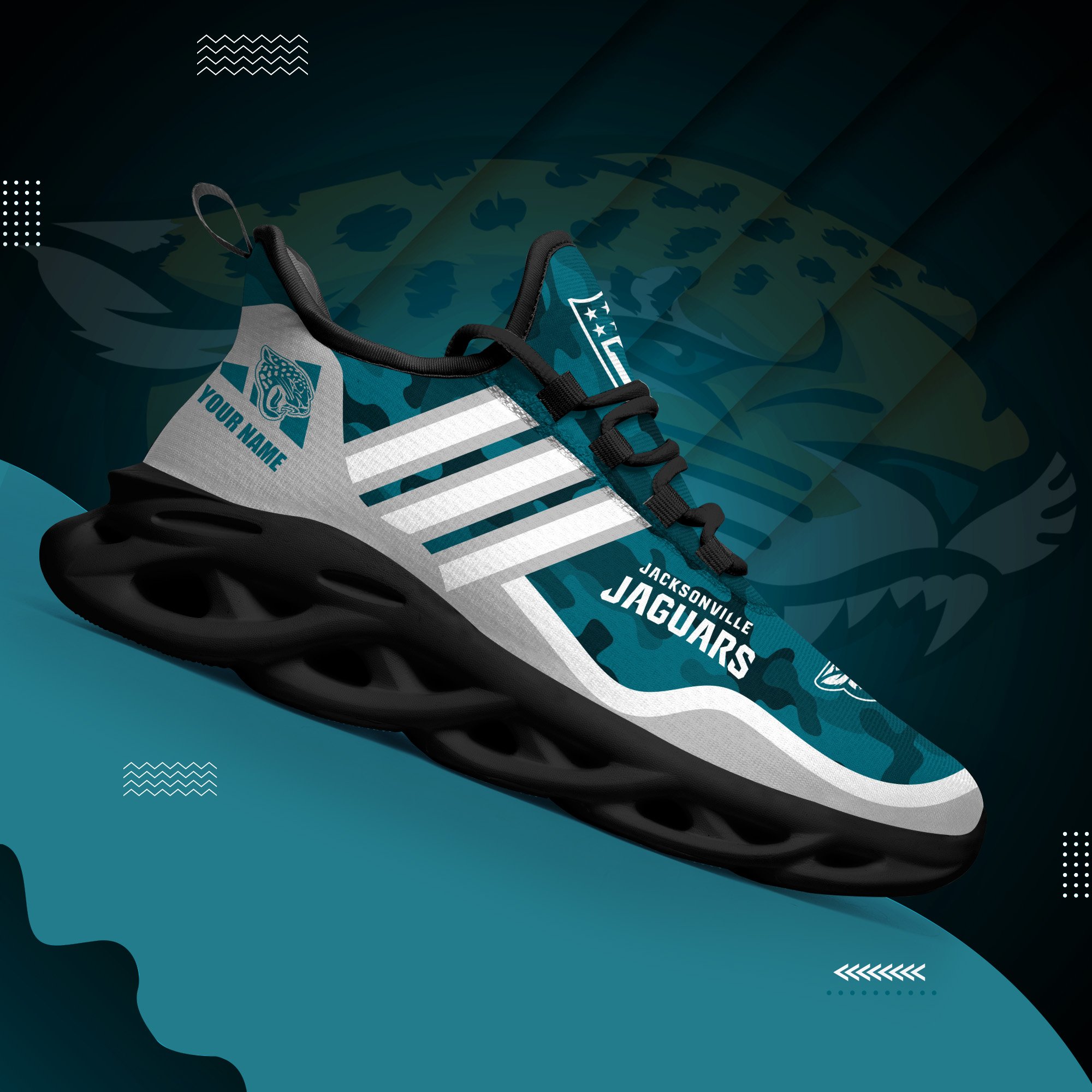 Jacksonville Jaguars Black Max Soul Shoes 2025 Versions Custom Name 430