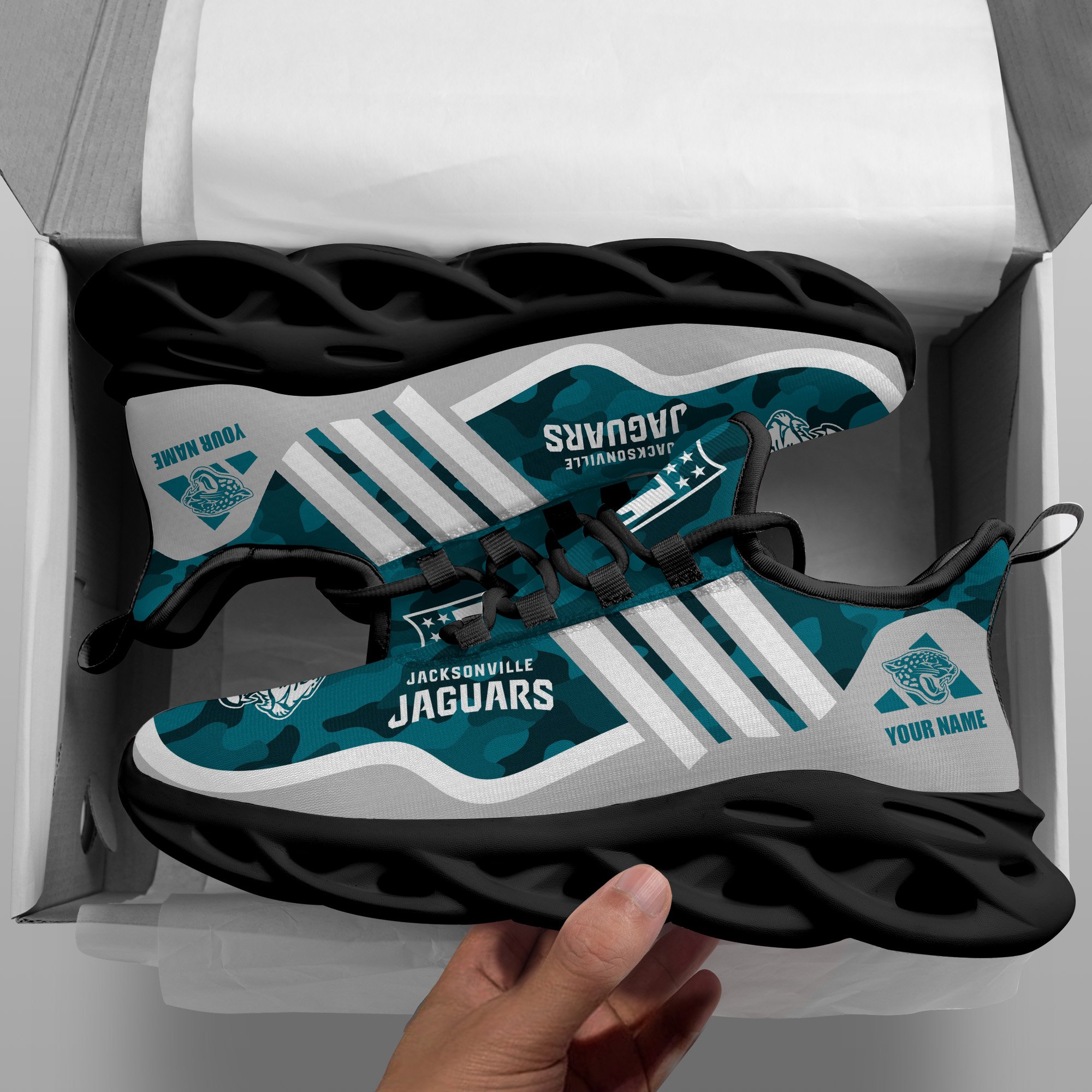Jacksonville Jaguars Black Max Soul Shoes 2025 Versions Custom Name 430