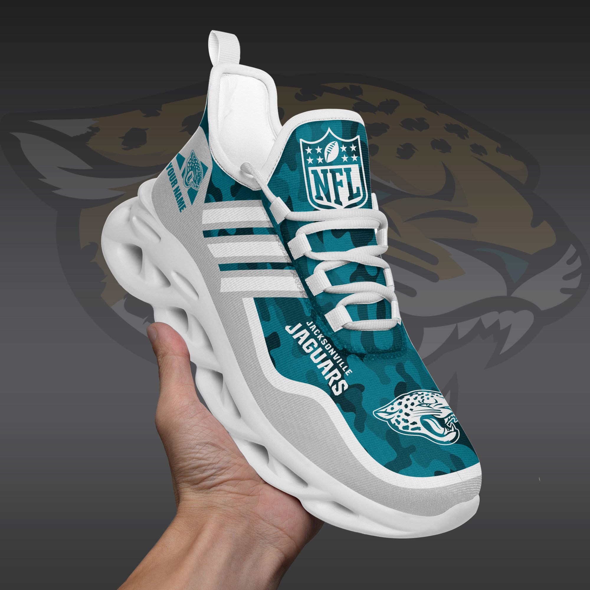 Jacksonville Jaguars Black Max Soul Shoes 2025 Versions Custom Name 430